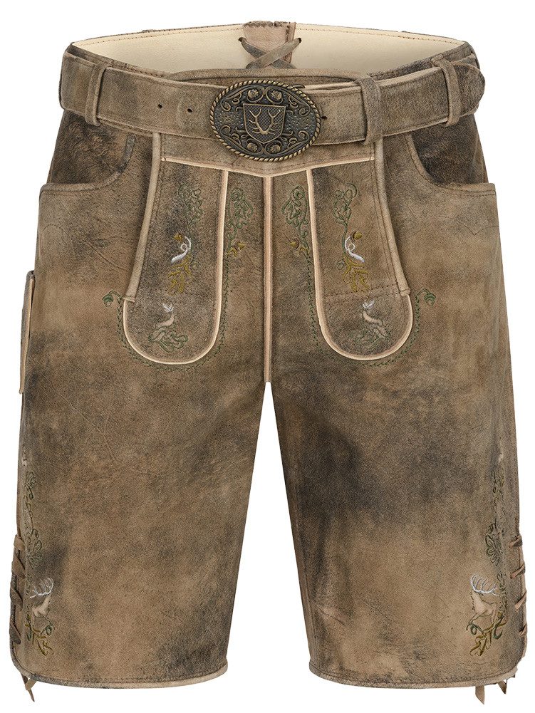 KRÜGER BUAM Lederhose Micah mit Gürtel braun
