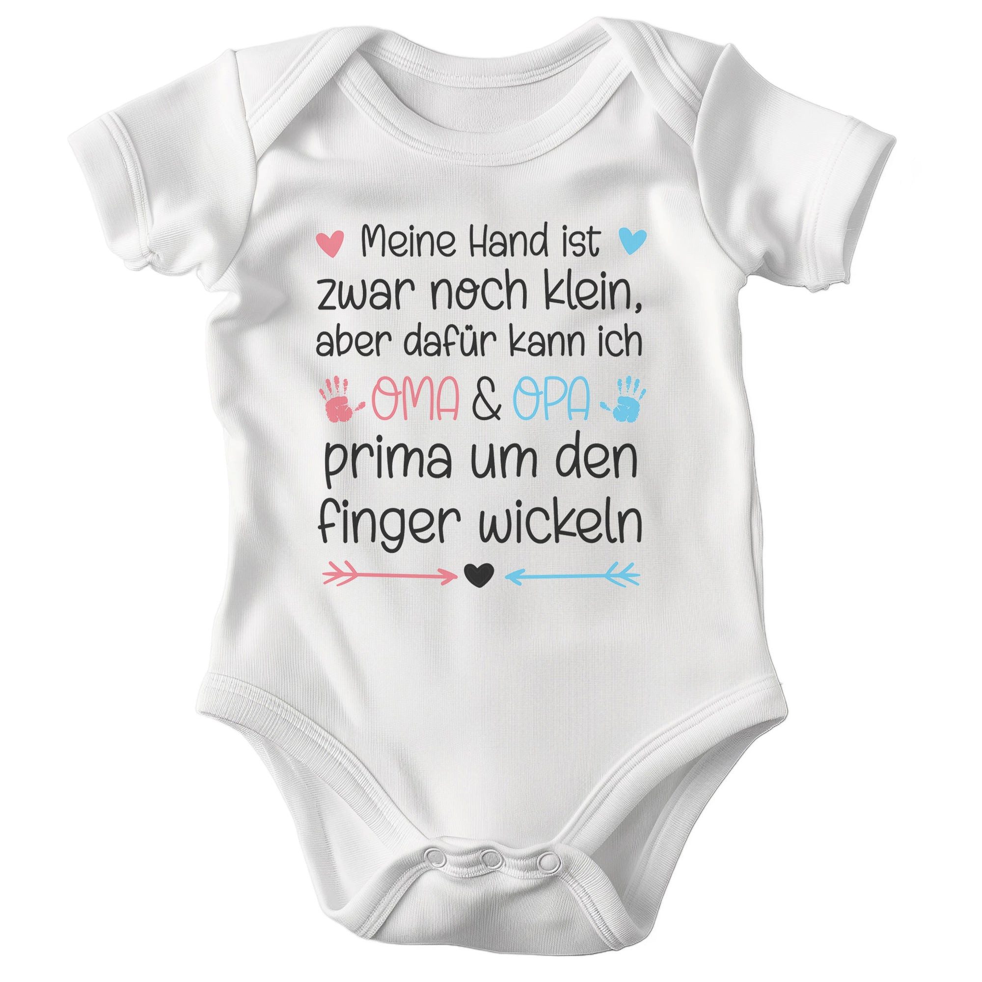 22Feels Kurzarmbody Bio Unisex Babybody Weiß Kleiner Hand Spruch Geschenk von Oma Opa BIO-Baumwolle - In Deutschland Bedruckt - Niedlicher Print