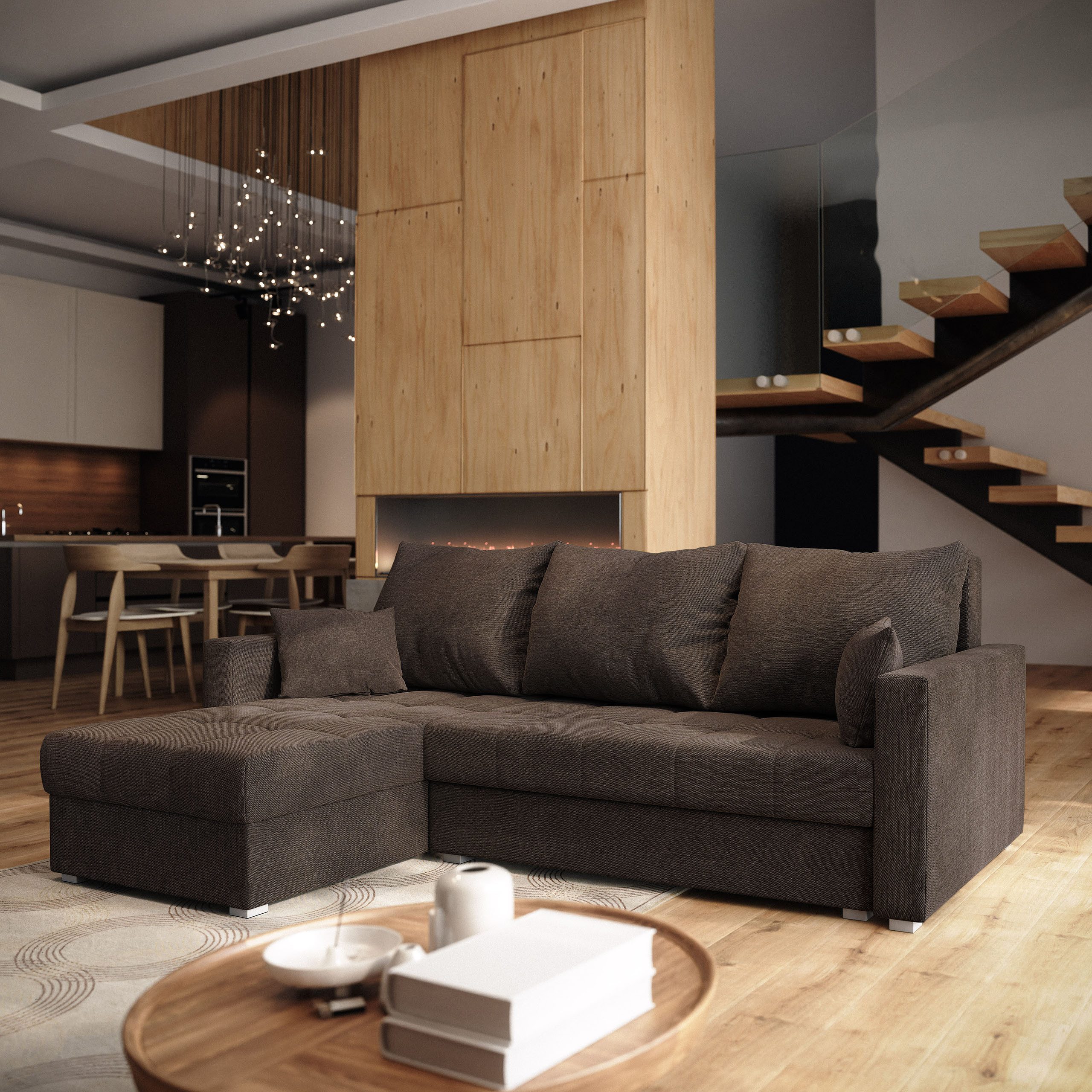 Masseno Ecksofa NIDA mit Schlaffunktion L-Form, Sofa mit Bettkasten günstig online kaufen