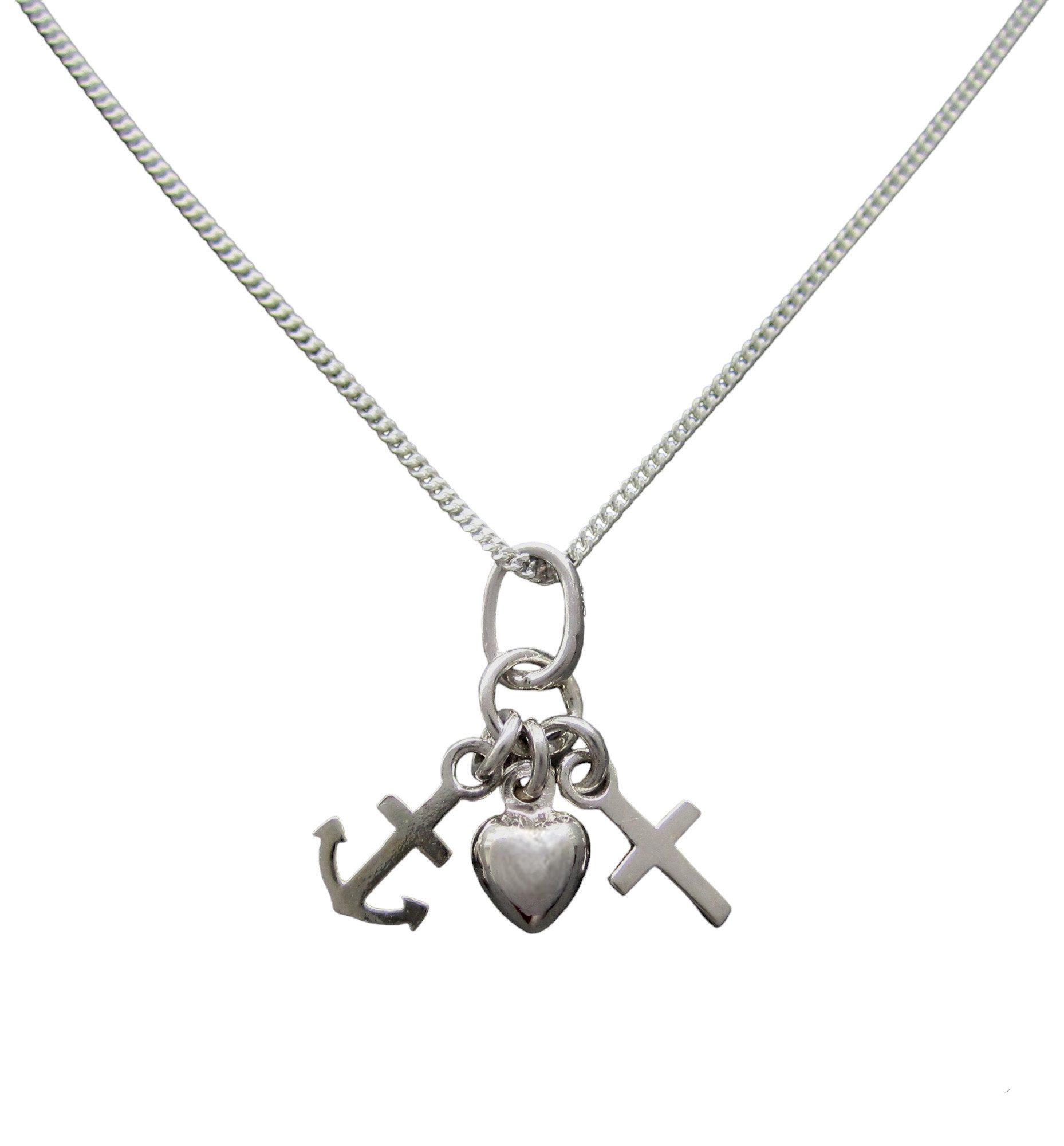 NICEANDnoble Kette mit Anhänger 925er Silber Panzerkette mit Anhänger Glaube, Liebe, Hoffnung