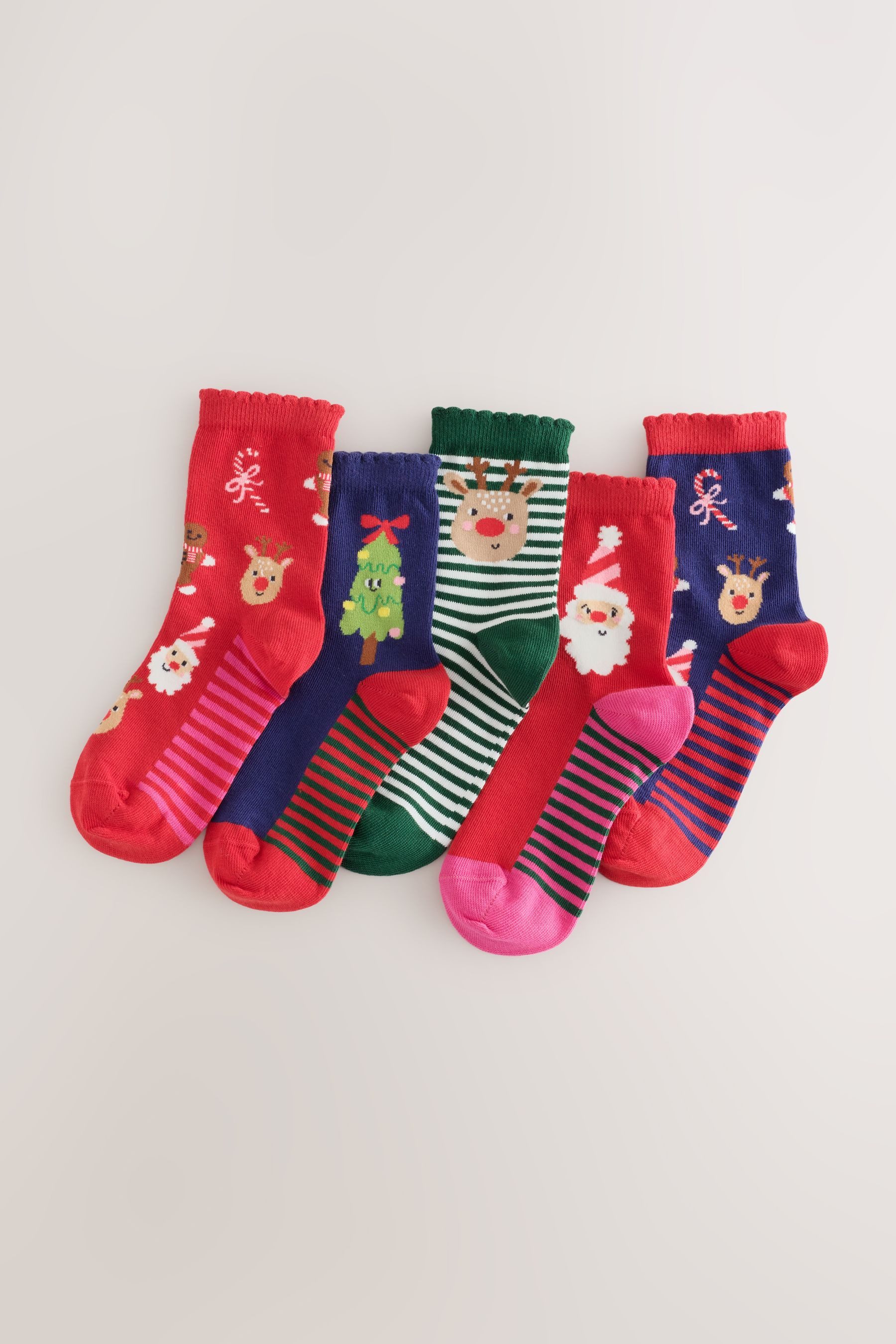Next Kurzsocken 5er-Pack Söckchen Weihnachtsmotiv mit Baumwolle (5-Paar) – Bild 3 von 5