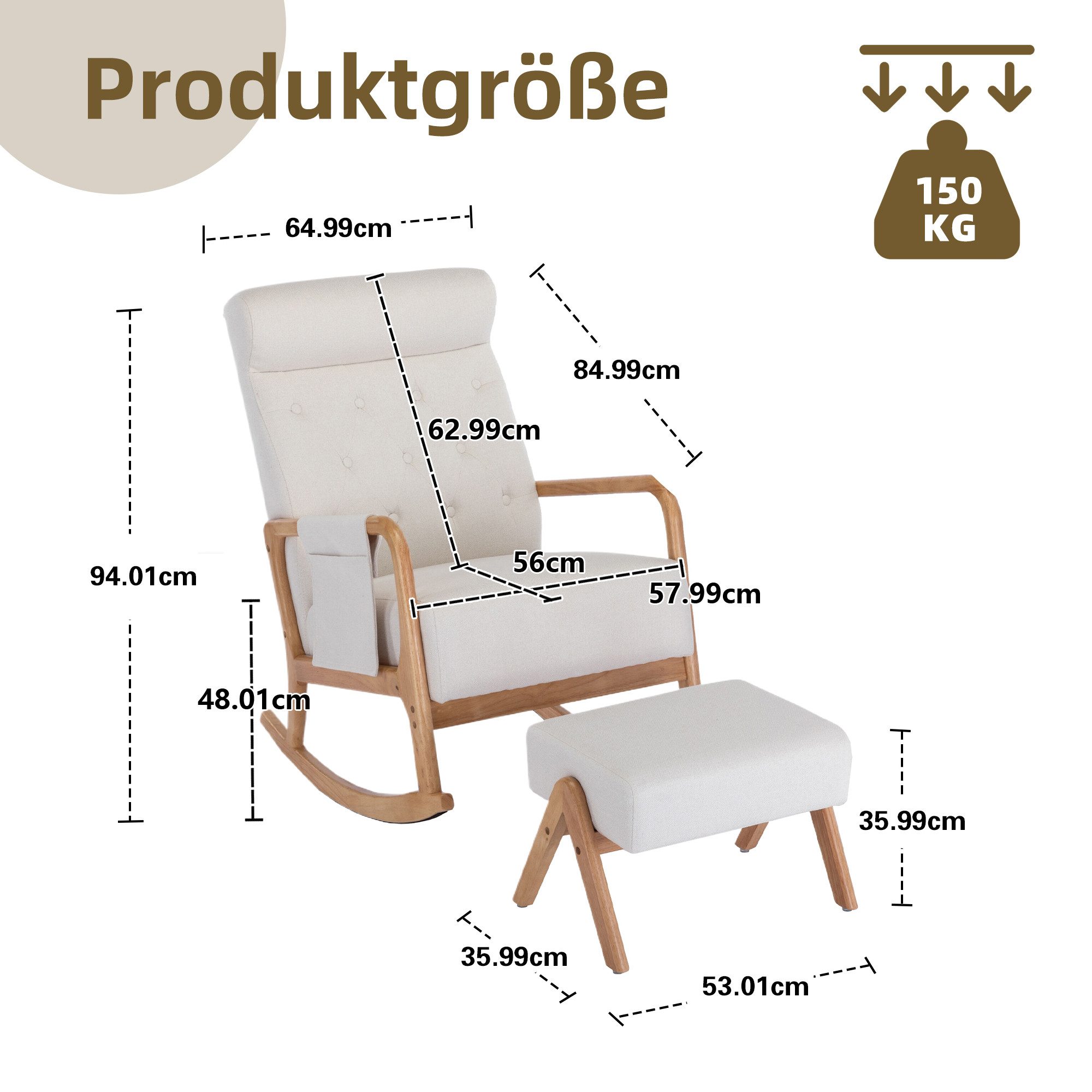 ccbetter Schaukelstuhl Armlehnstuhl Holzstuhl mit Ottomane günstig online kaufen