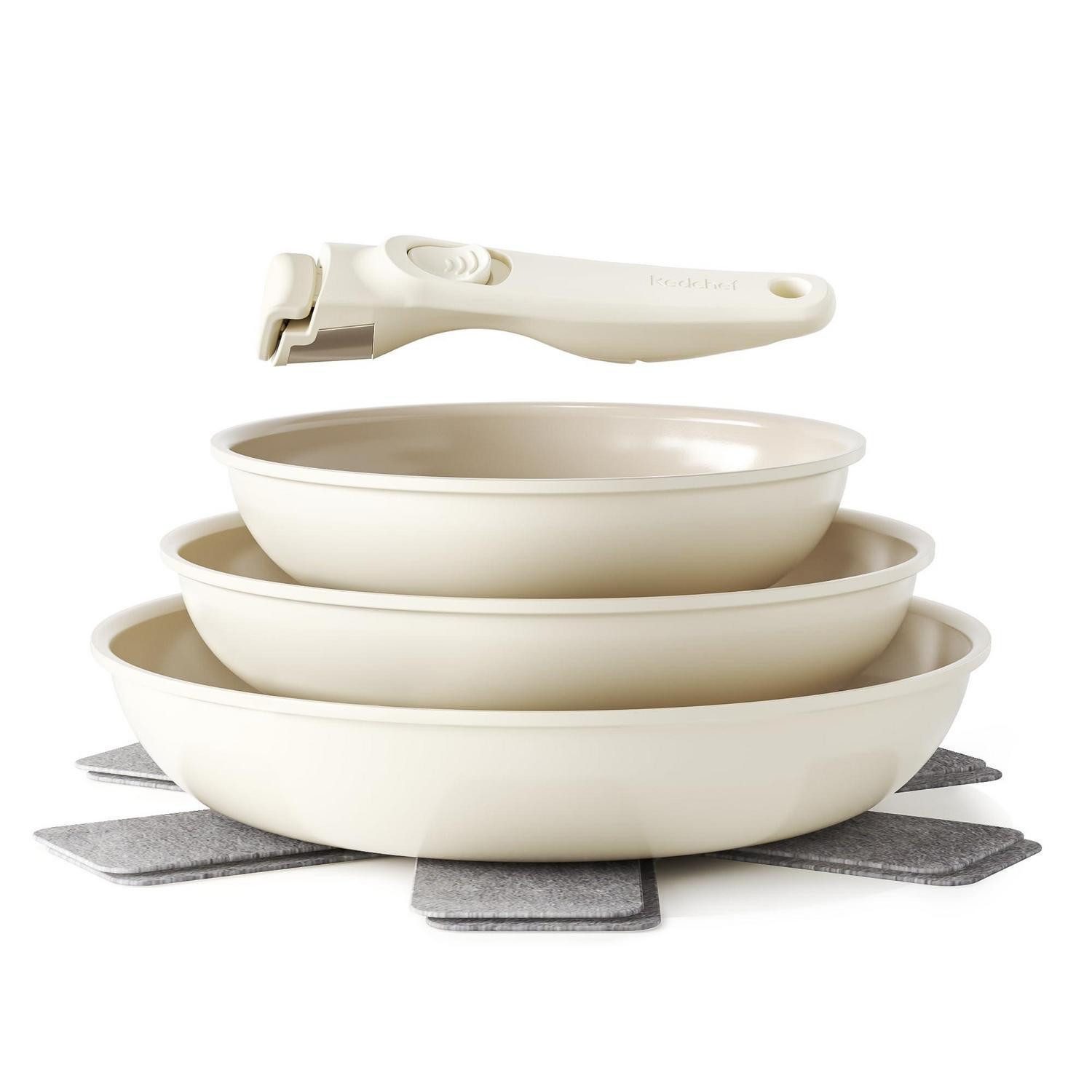 LuxusKollektion Pfannen-Set Pfannenset Keramik 6-teilig Beige