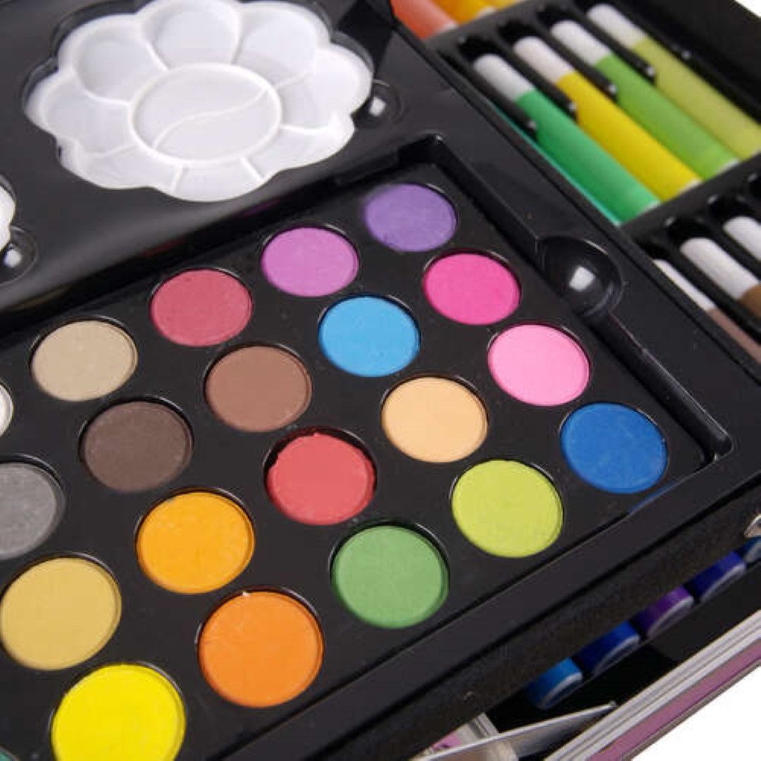 MAALEO Malpalette XXL 144-teiliges Einhorn-Malset im Koffer ideal für kreative Köpfe., 144-teiliges Kunstset im Einhorn-Koffer für kreativen Malspaß.