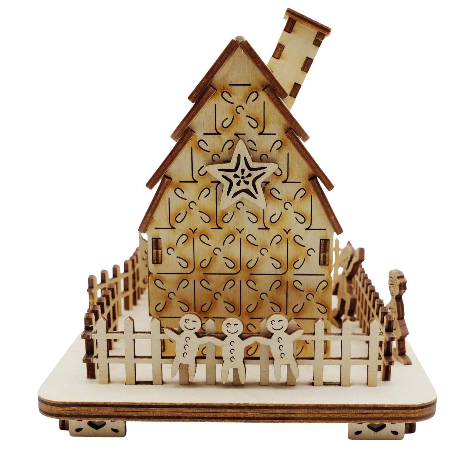 DeColibri Kreativset DIY Räucherhaus Holz Bastelset Basteln Weihnachten Hexenhäuschen, (Bastelset), Holzkunst aus Sachsen, bemalbar