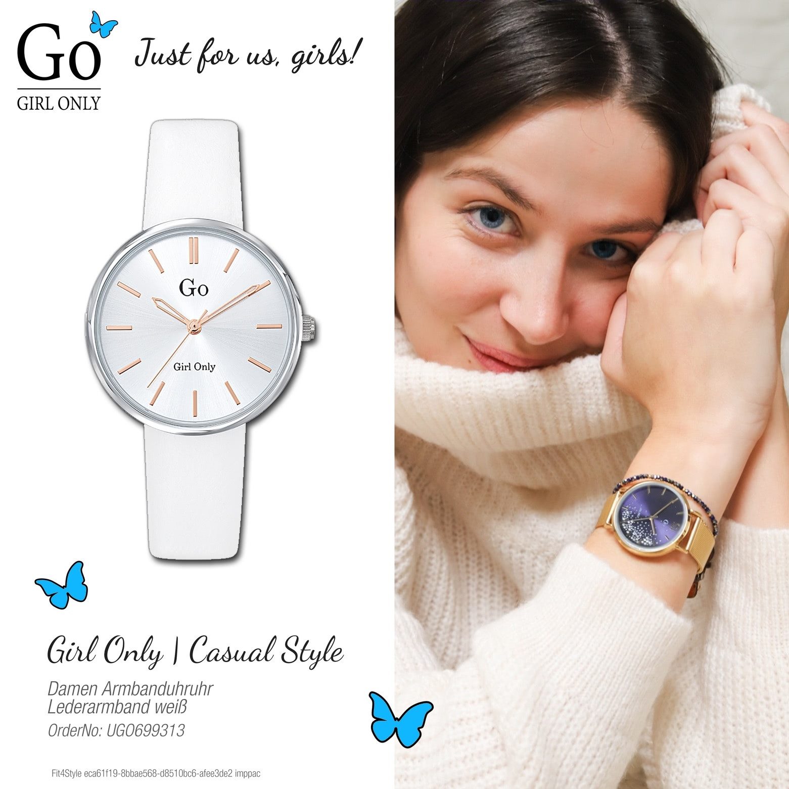 Girl Only Quarzuhr Girl Only Damen Armbanduhr weiß, (Analoguhr), Damenuhr GO weiß, mittel (ca. 32mm) Lederarmband, Casual-Style