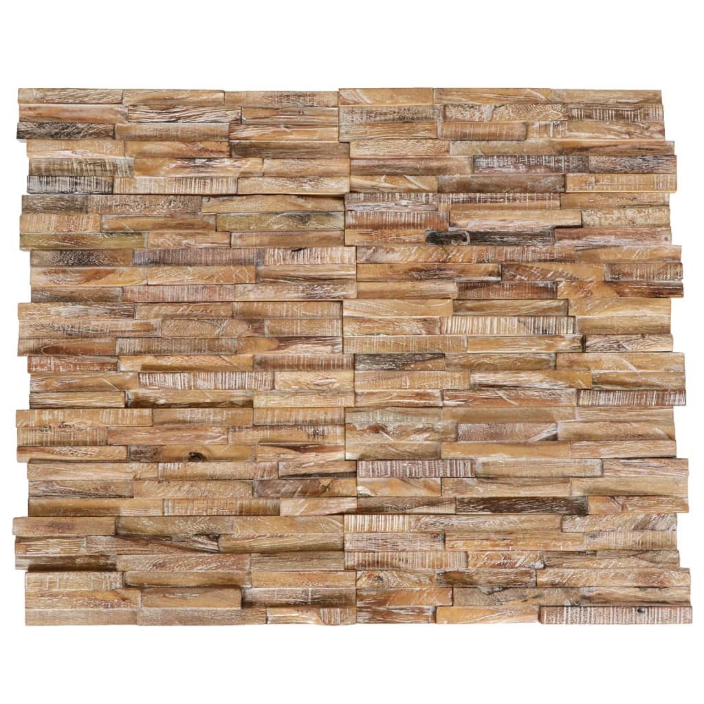 vidaXL Wandpaneel 56 x 18 x 2 cm 3D-Wandverkleidung 10 Stk 1,01 m² Massivholz Teak