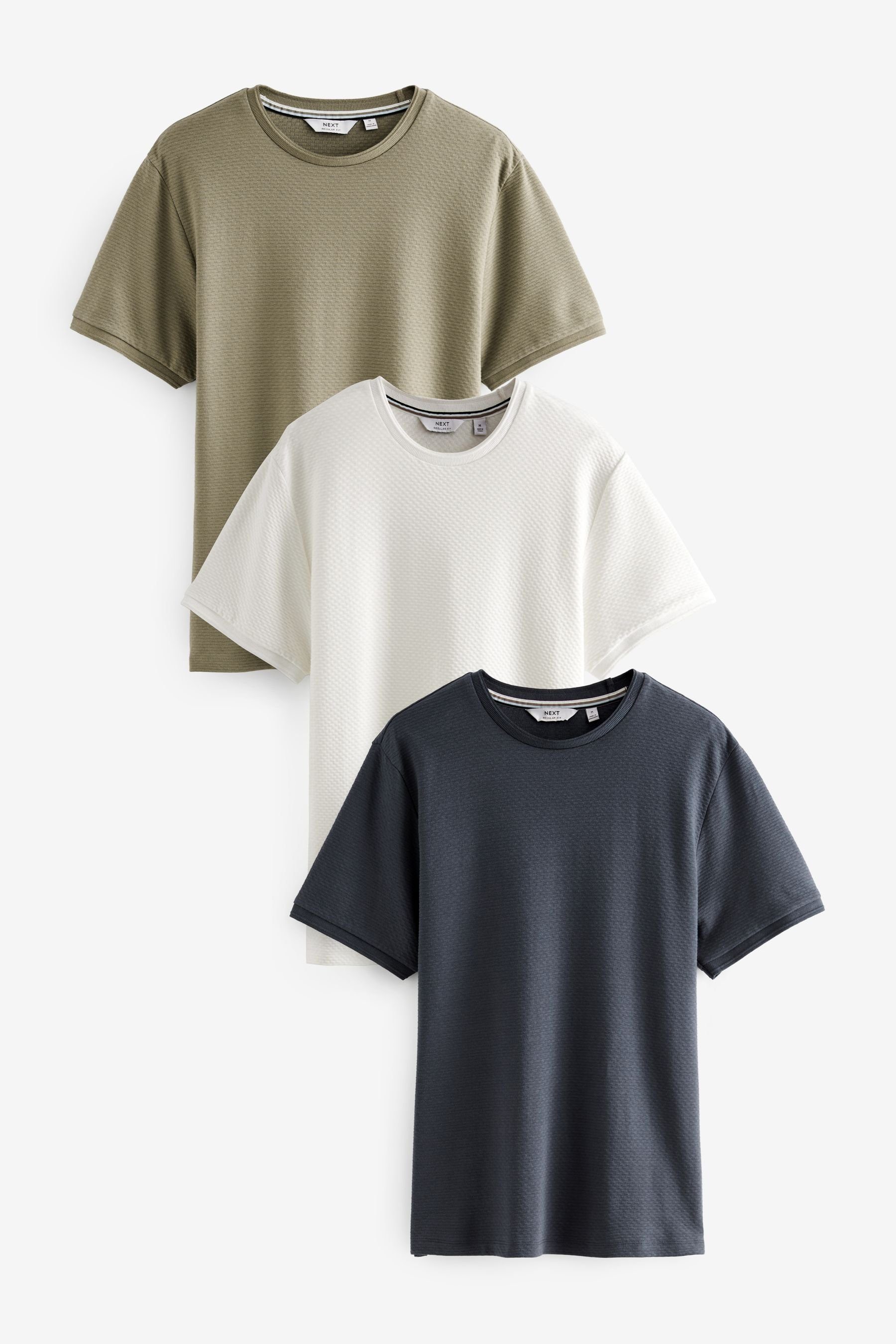 Next T-Shirt Strukturierte T-Shirts, 3er-Pack (3-tlg) | T-Shirts