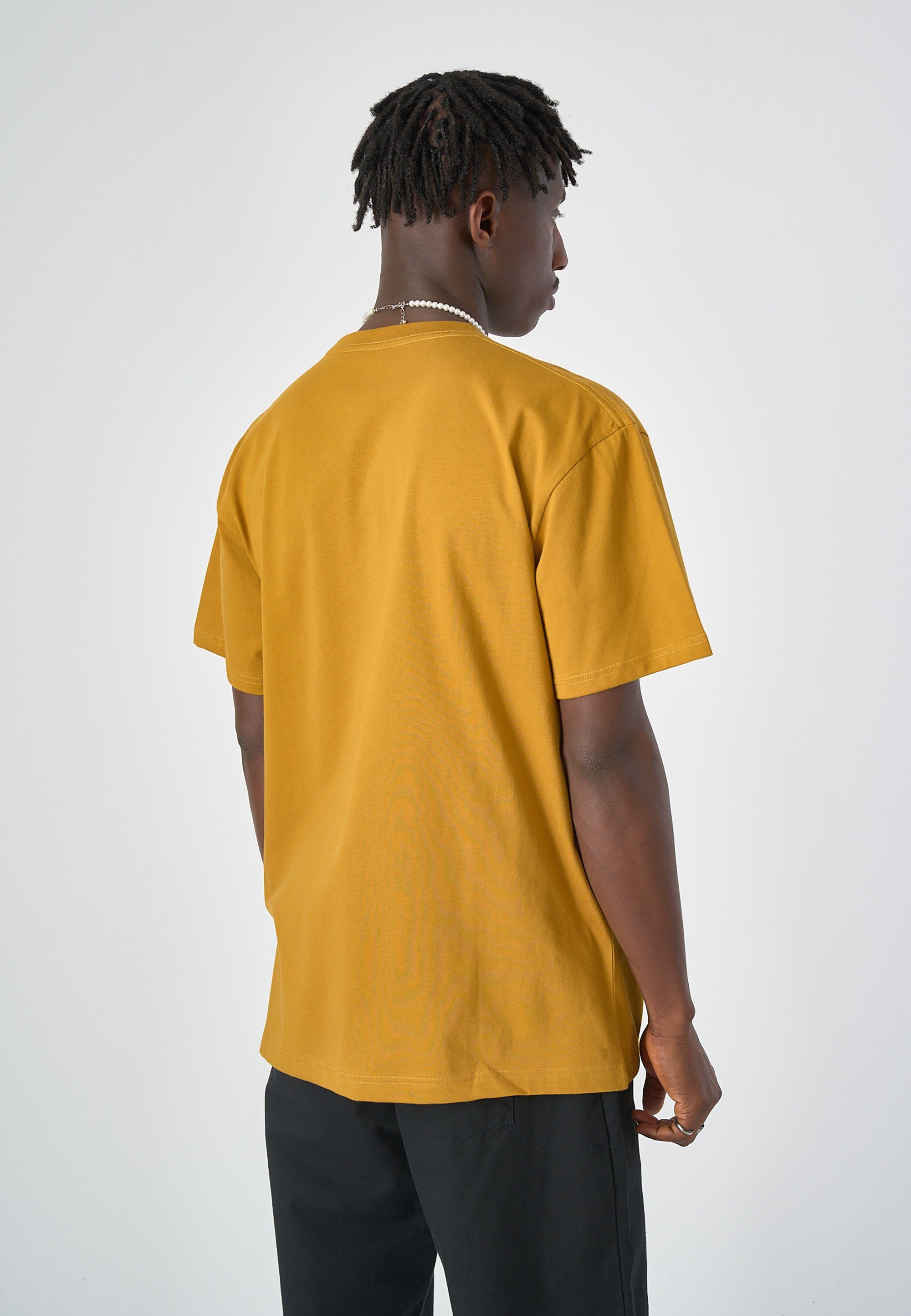 T-Shirt Gull lockerem Schnitt Embroidery Mono mit gelb Cleptomanicx