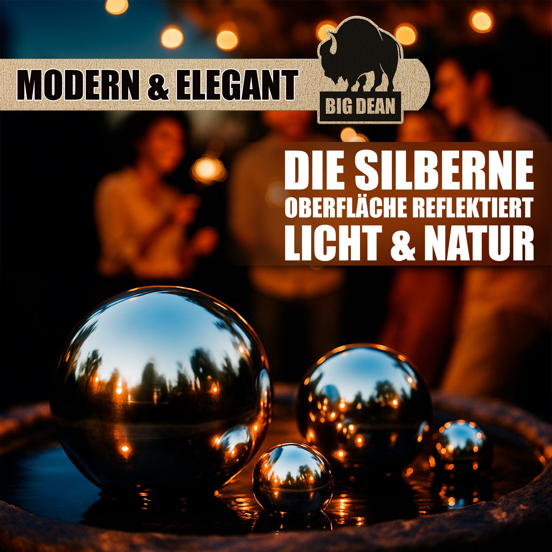 BigDean Dekokugel Schwimmkugeln Silber - Teichkugeln 6er Set aus Edelstahl Gartendeko (Set, 6 St., Kugeln), Rostfreier Edelstahl, Schwimmfähig, Witterungsbestän – Bild 5 von 5