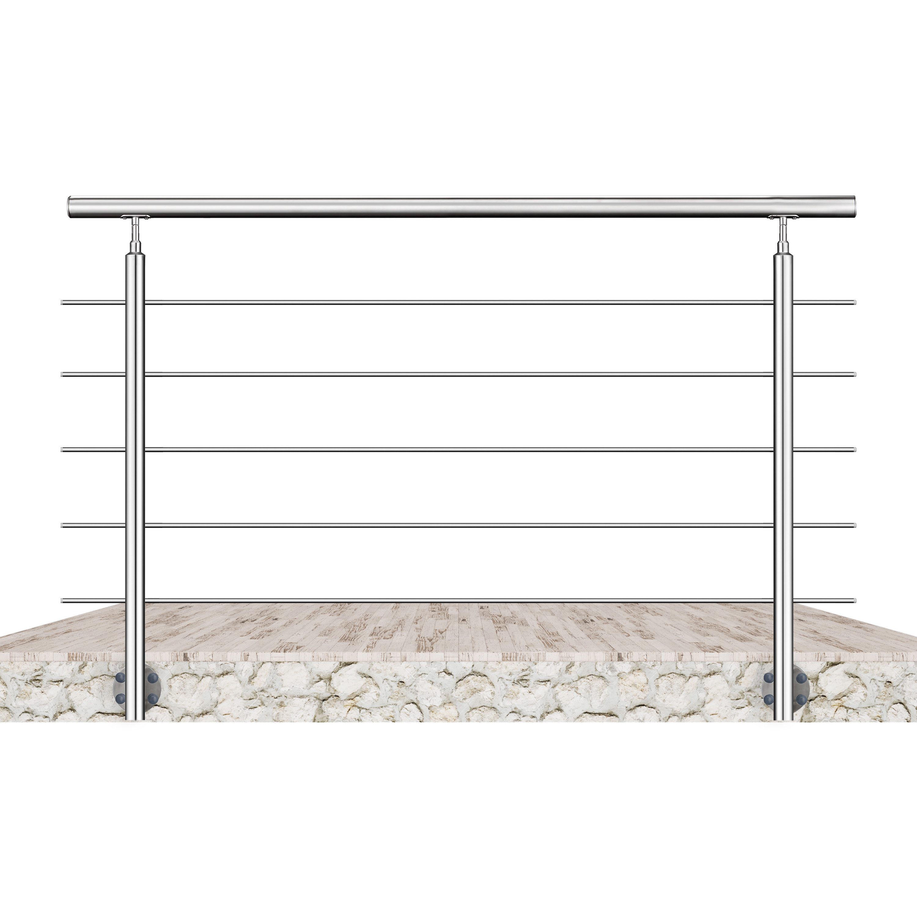 duschspa Treppengeländer 304 Edelstahl Geländer Set Seitenmontage mit 3/5 Querstäbe Innen/Außen, 150 cm Länge, 5-tlg., L 100-240cm, 304-Edelstahl, Winkelverstellbar, Rostfrei & Wetterfest