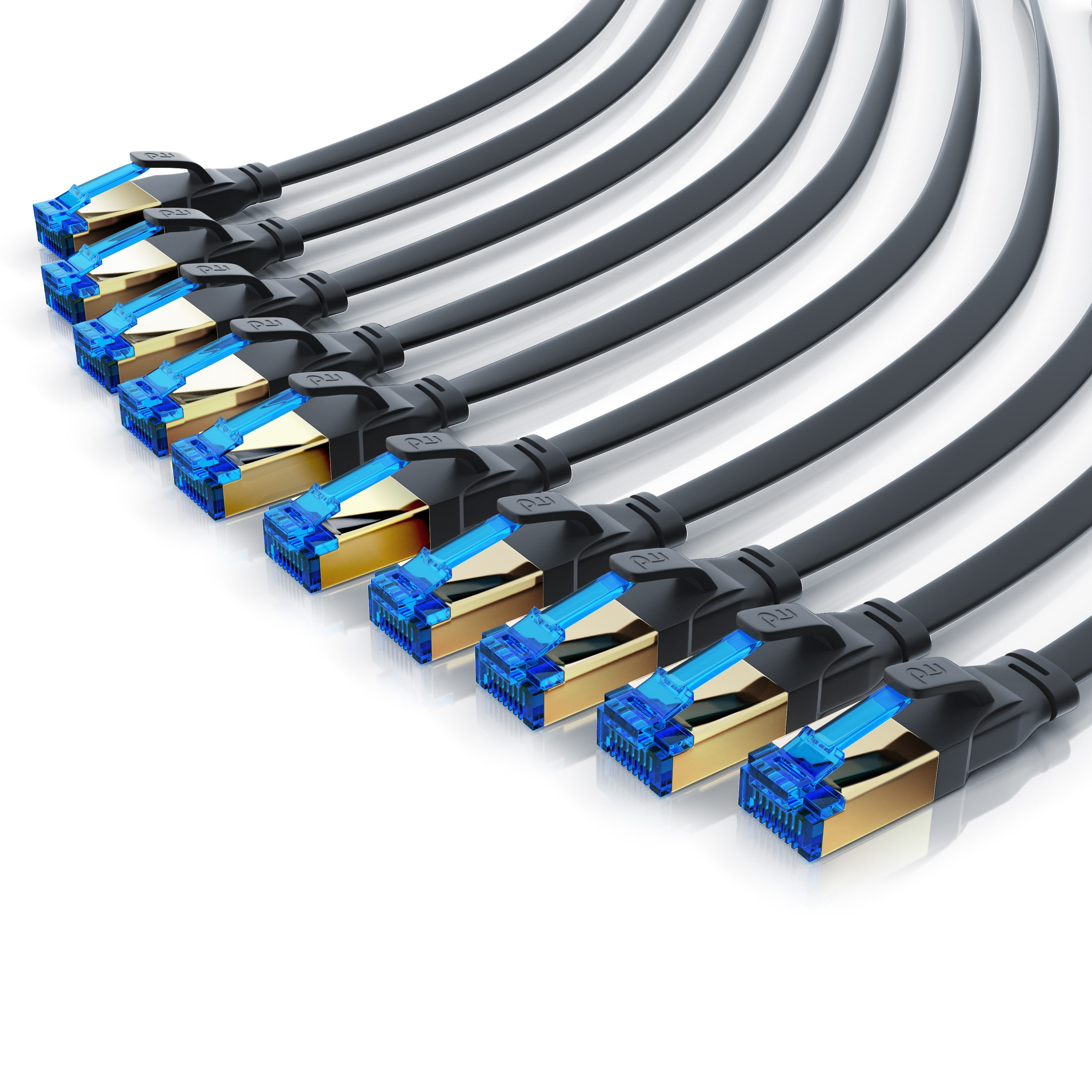 Primewire LAN-Kabel, CAT.8, RJ-45 (Ethernet) (100 cm), Patchkabel flach CAT 8, Gigabit Flachband Netzwerkkabel 40 Gbit/s - 1m