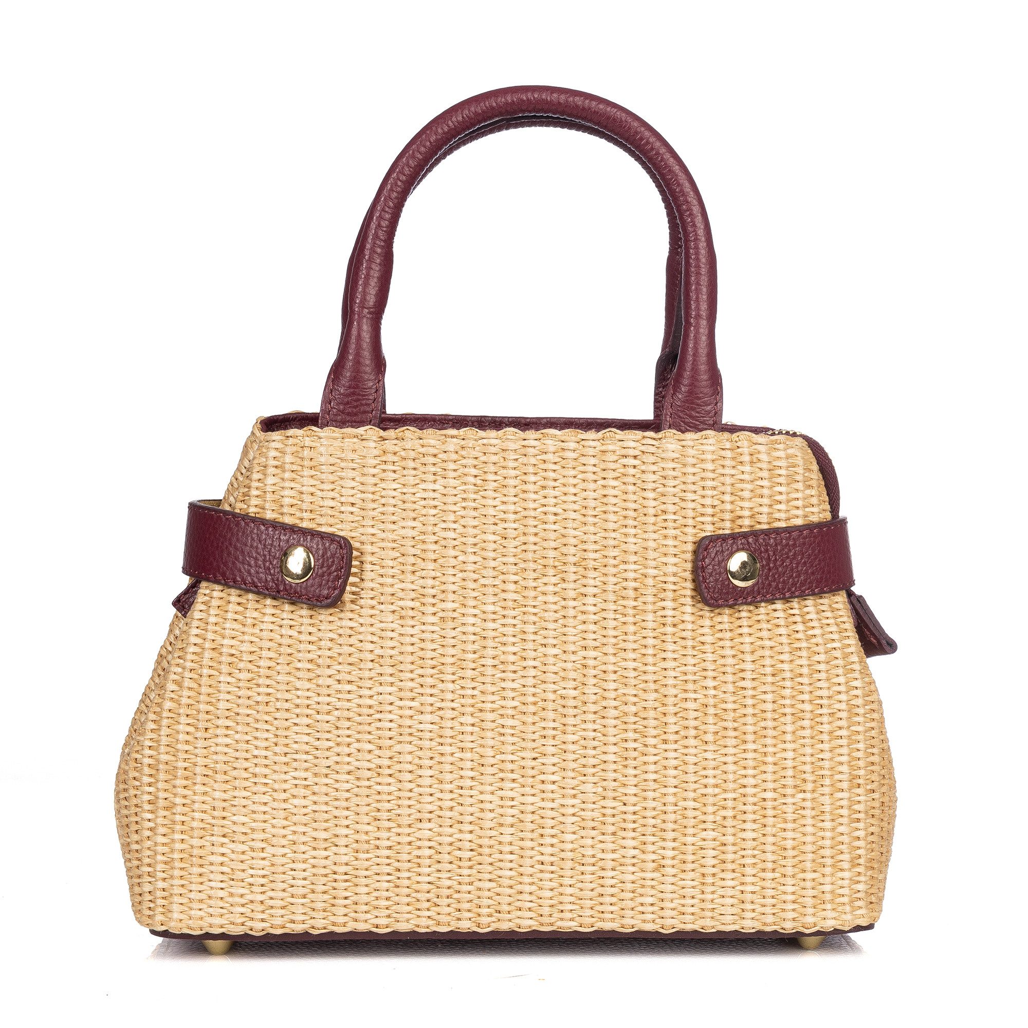 Der Trachtler Trachtentasche Damen Raffia-Tasche mit Lederdetails, - Made in Italy