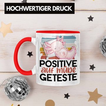 Trendation Tasse Axolotl Tasse Geschenk Positiv Auf Müde Getestet Schwanzlurch