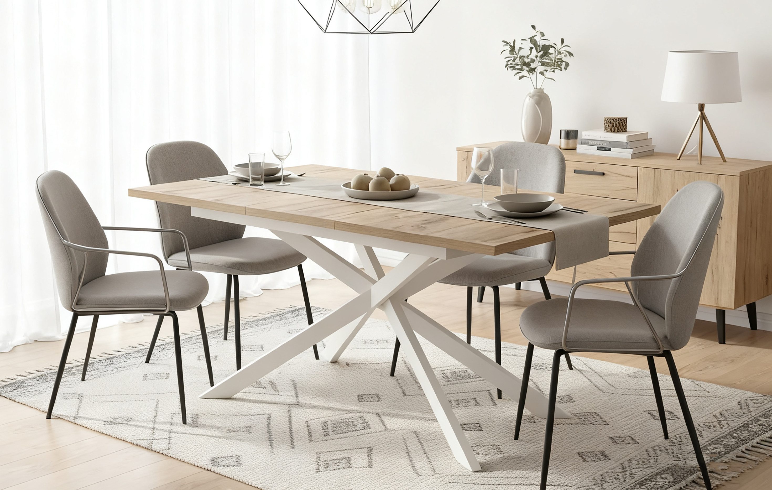 B&D home Esstisch LARS, Metallgestell schwarz oder weiß, ausziehbar 120-160 günstig online kaufen