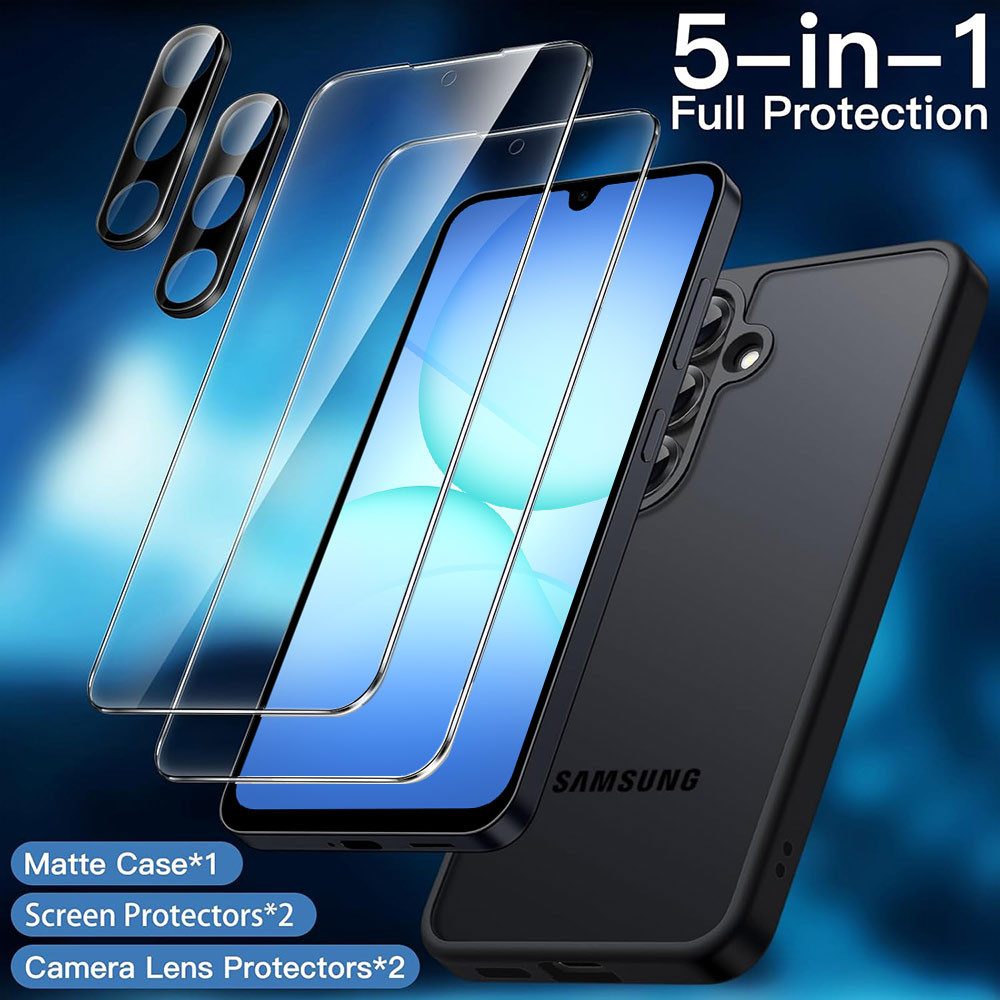 FITSU Handyhülle Hülle für Samsung Galaxy A17 (5G) Case mit Schutzglas und Kameraschutz 6,7 Zoll, Case für Galaxy A17 (5G) Hülle mit Schutzglas und Kameraprotektor
