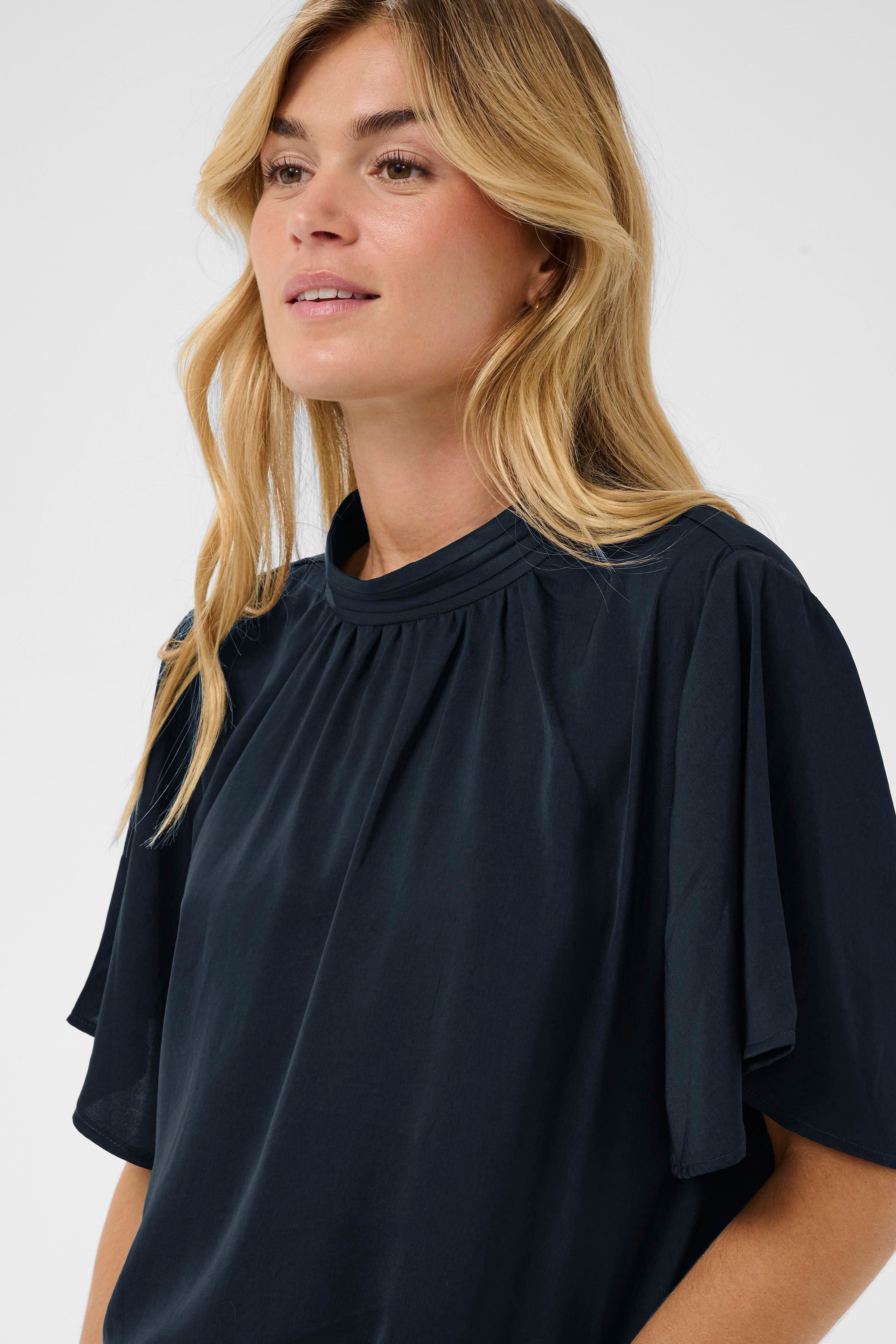 Saint Tropez Kurzarmbluse AileenSZ Flared Blouse Kunstfaser, Regular fit