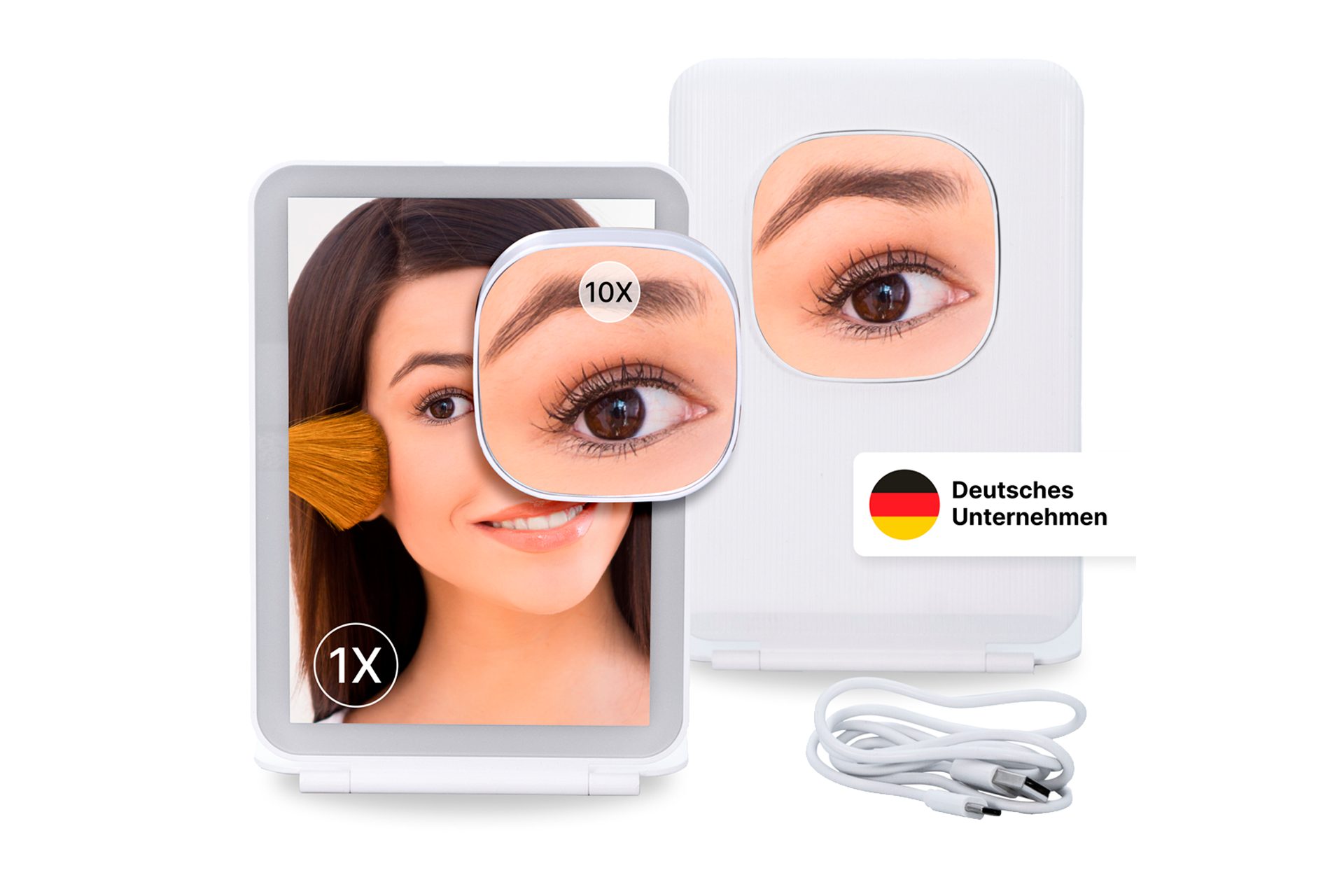 Fantasia Badspiegel Reisespiegel klappbar mit magnetischem 10-fach Spiegel (1-St), 10-fach Vergrösserung, LED Beleuchtung