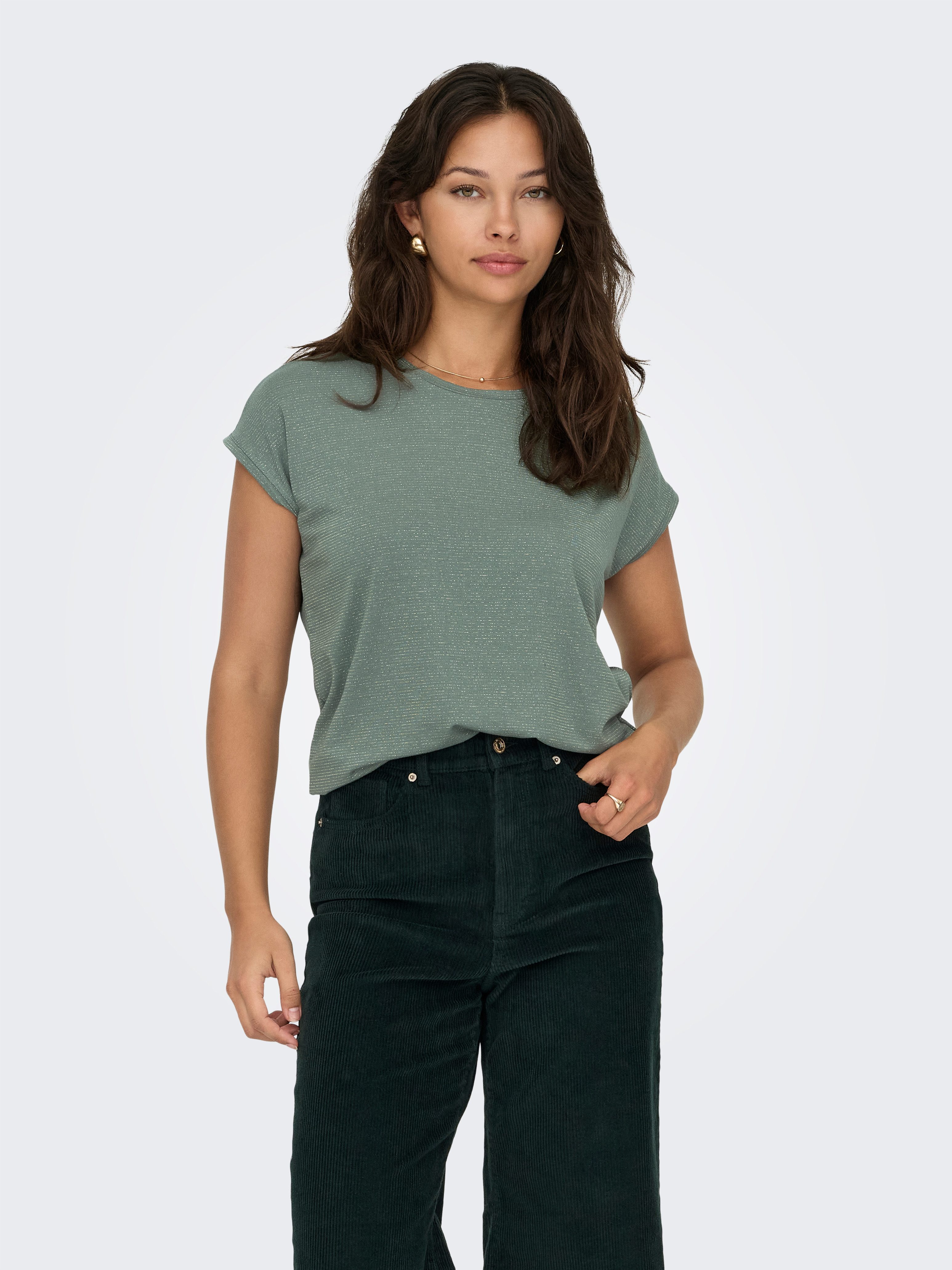 ONLY Kurzarmshirt ONLCLAUDIA S/S GLITTER STRIPE TOP JRS günstig online kaufen