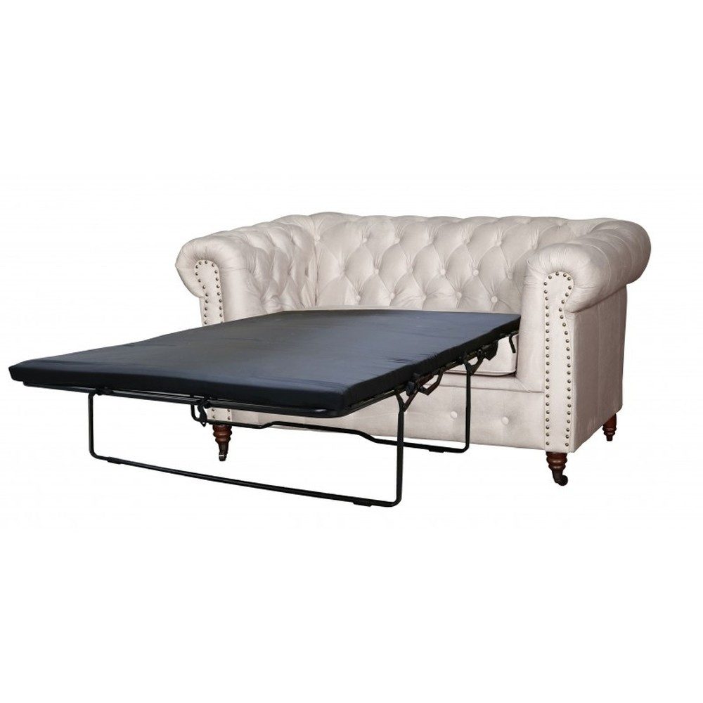 JVmoebel Chesterfield-Sofa Beiges Polstersofa mit Bettfunktion und Kunstlederkorpus, Packung, Made in Europa