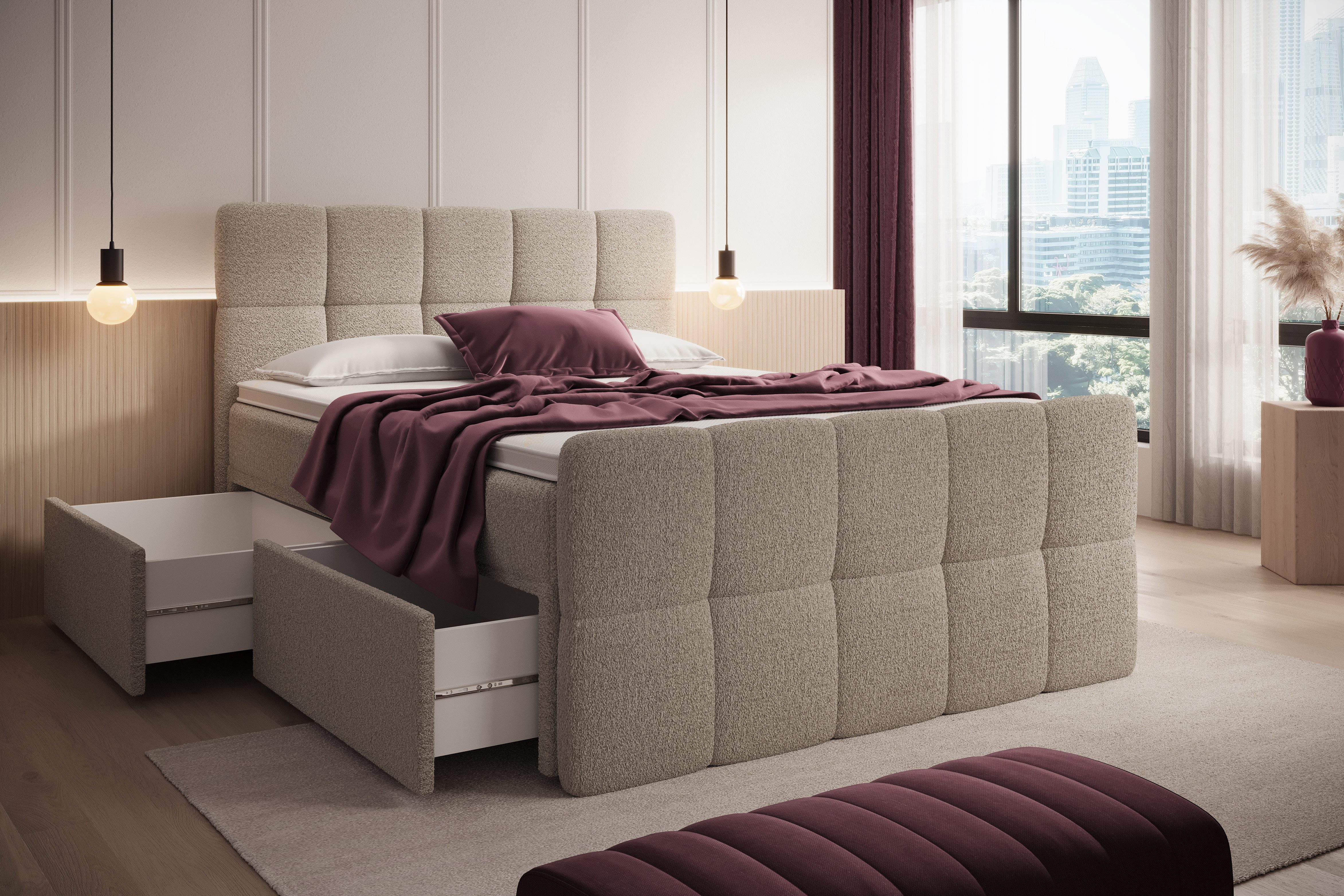 wonello Boxspringbett Madison 4, mit Schubladen günstig online kaufen