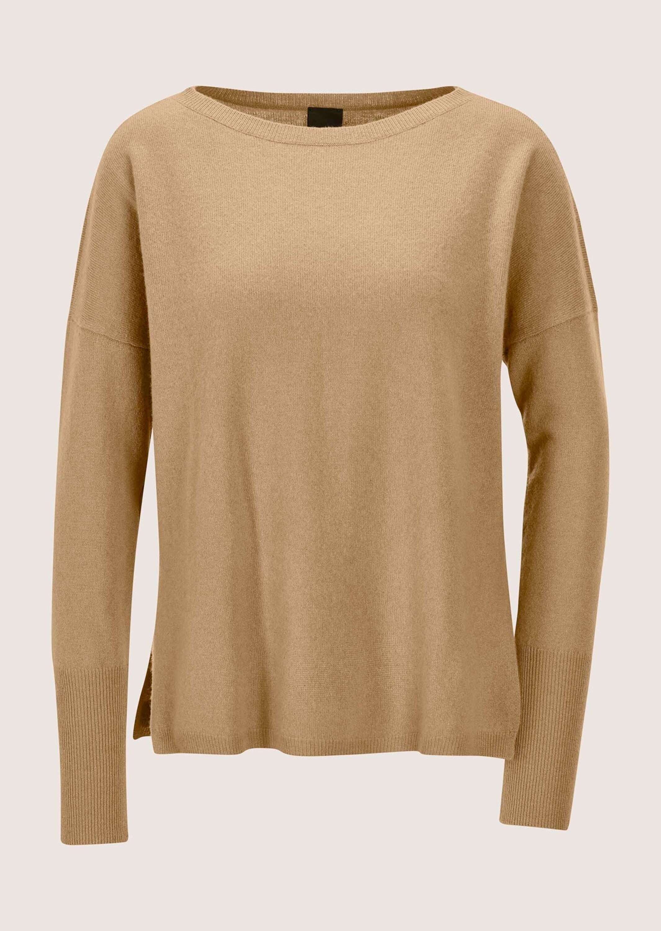 MADELEINE Strickpullover Schlichter Strickpullover mit U-Boot-Ausschnitt Langarmshirt mit lässigem Schnitt, überschnittene Schultern