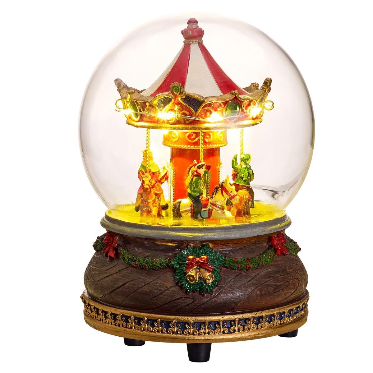 Musicboxworld Spieluhr Globus mit drehendem und beleuchtetem Karussell