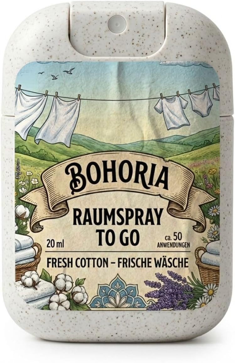 BOHORIA Toiletten-Spray Raumspray2Go 20ml Fresh Cotton – WC Spray für unterwegs