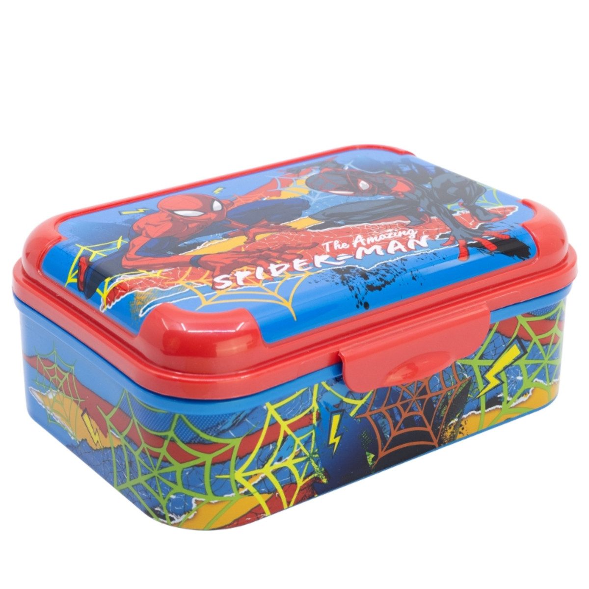 Storline Lunchbox Spiderman Brotdose Kinder mit Deckel Bruchsicher & Bunt, Plastik, (1x Deckel, 1x Box)