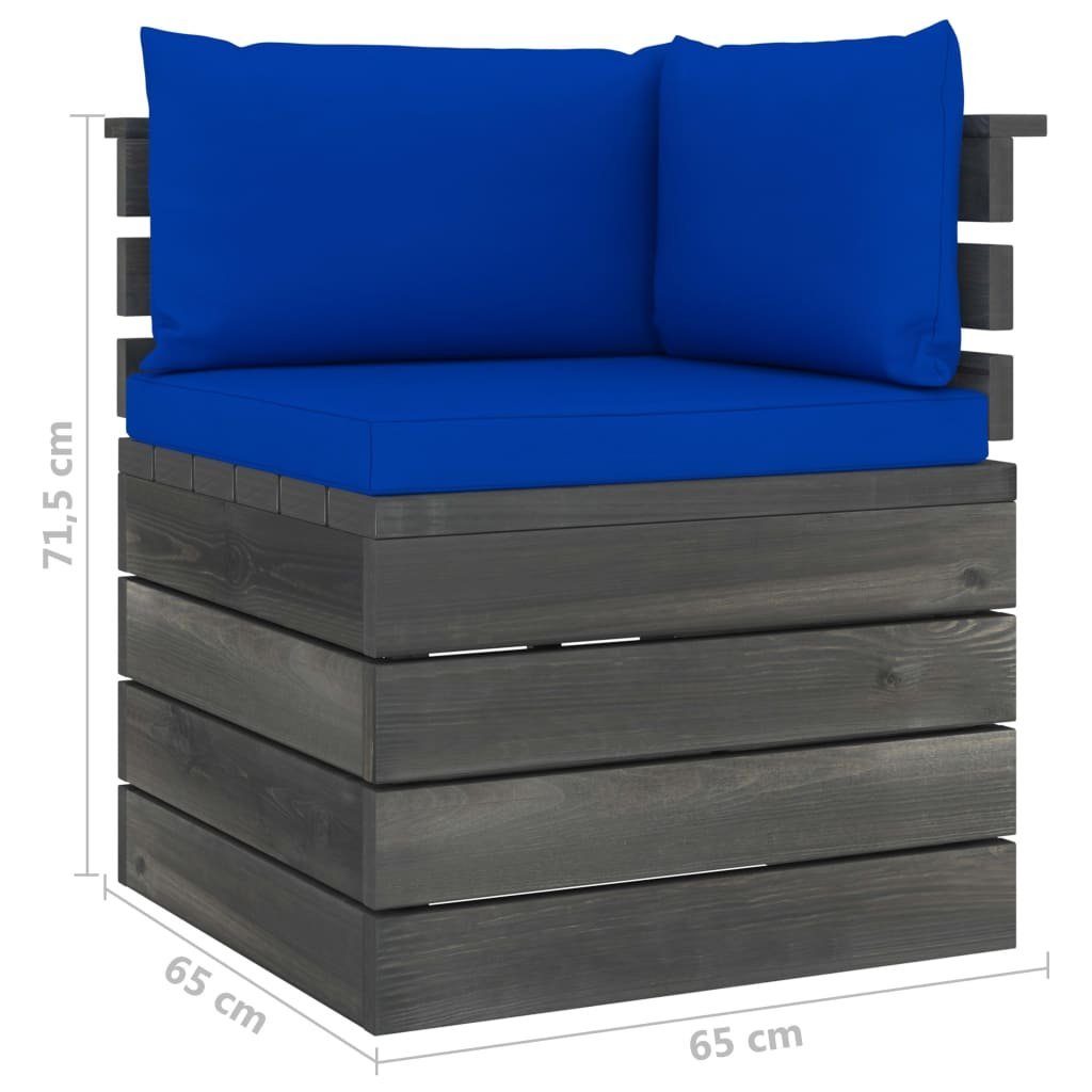 vidaXL 7-tlg. Paletten Kiefernholz, Kissen aus Gartenlounge-Set Garten-Sofagarnitur mit (7-tlg) Blau