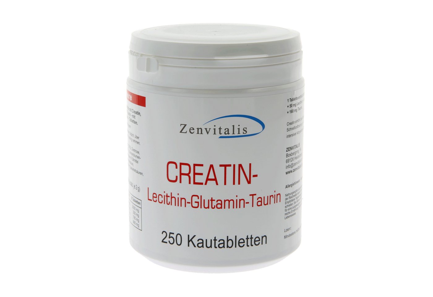 Zenvitalis Zenvitalis Creatin Lecithin Glutamin Taurin - 250 Kautabletten Kautabletten, 250 er 250 St., 500 g, vegan, glutenfrei, laktosefrei, ohne Konservierungsstoffe