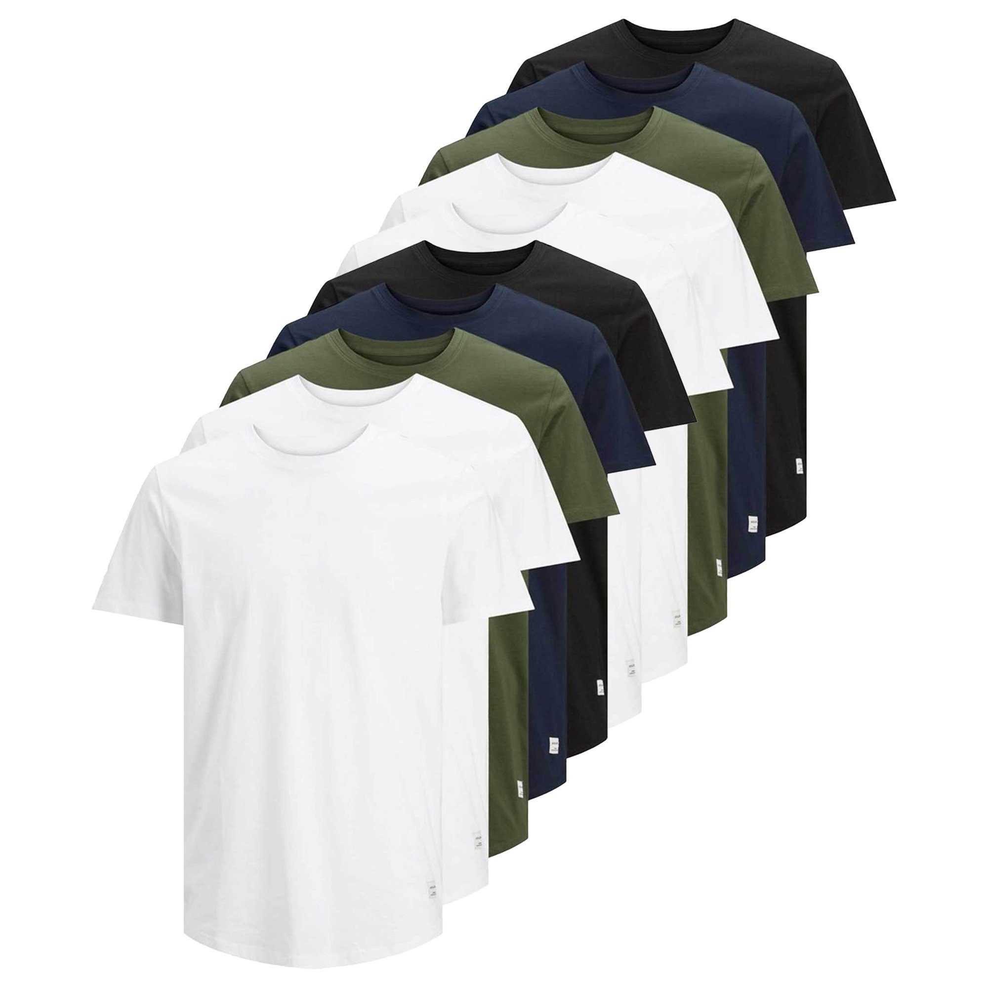 Jack & Jones T-Shirt Herren T-Shirt 10er Pack Baumwolle JJENOA (Packung, 10er Pack)