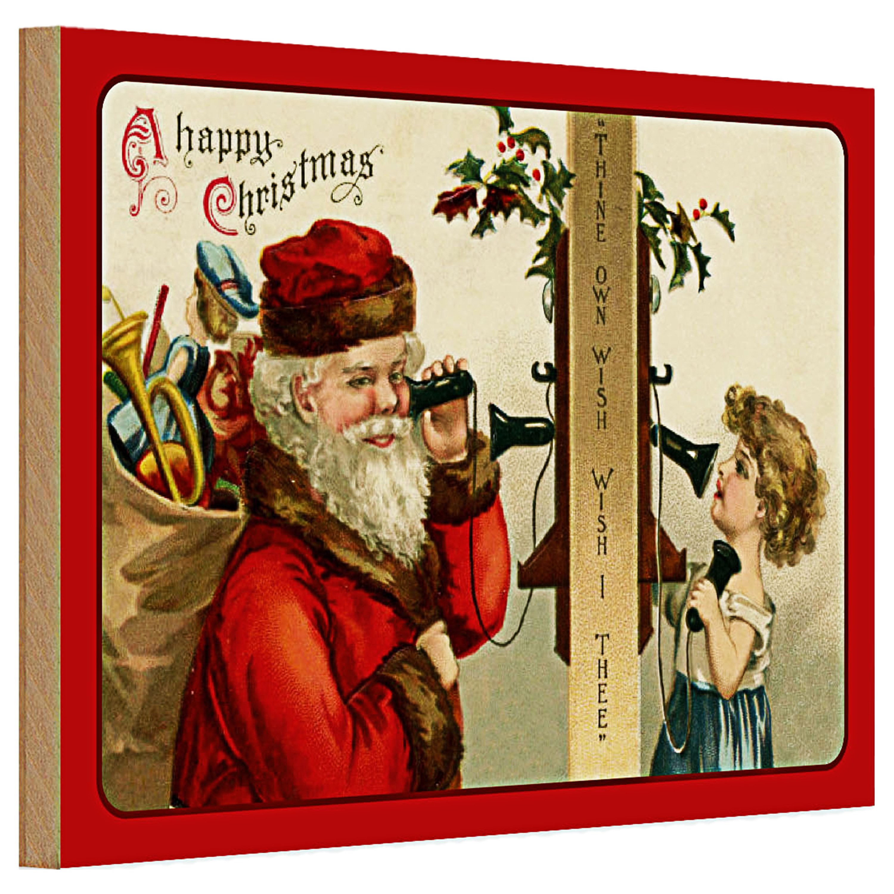 Roomando Holzbild Holzschild Weihnachtene Santa Claus 30x20cm