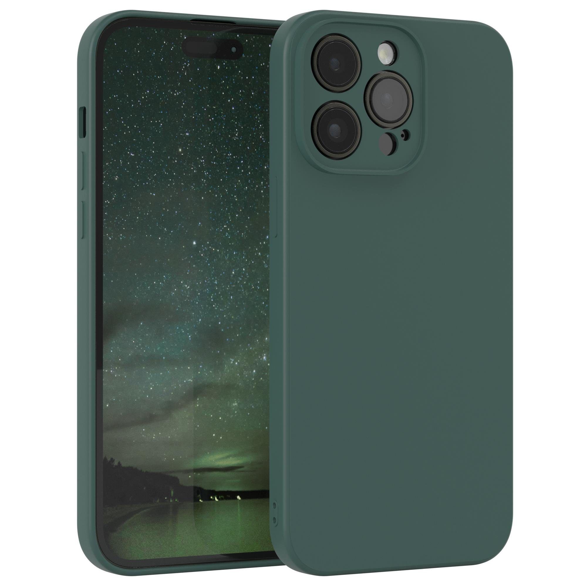 EAZY CASE Handyhülle TPU Hülle für Apple iPhone 14 Pro Max 6,7 Zoll, Silikon Schutzhülle mit Kameraschutz kratzfest bumper Grün / Nachtgrün