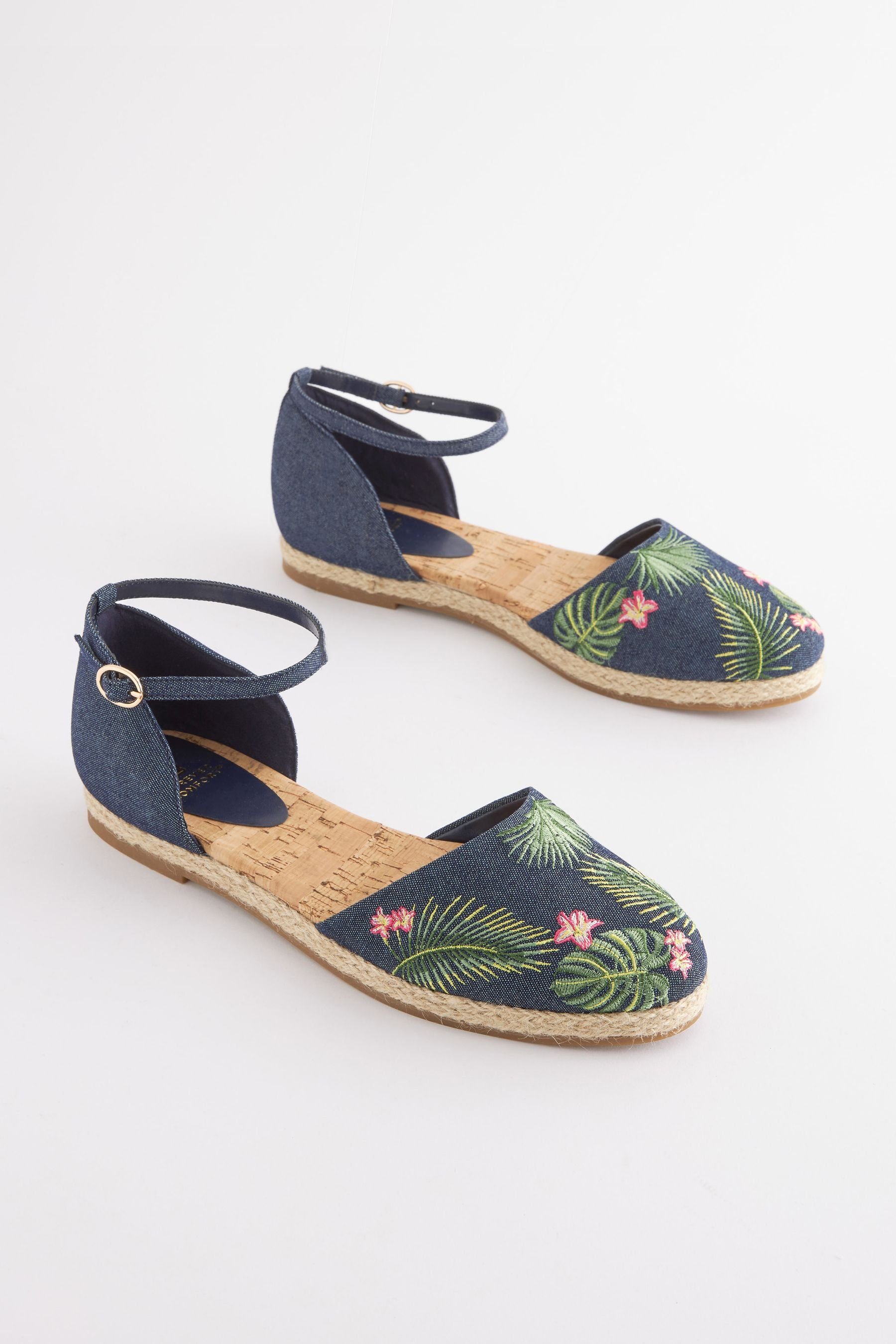 Espadrille Knöchelriemen Espadrilles Geschlossene mit Next Denim (1-tlg)