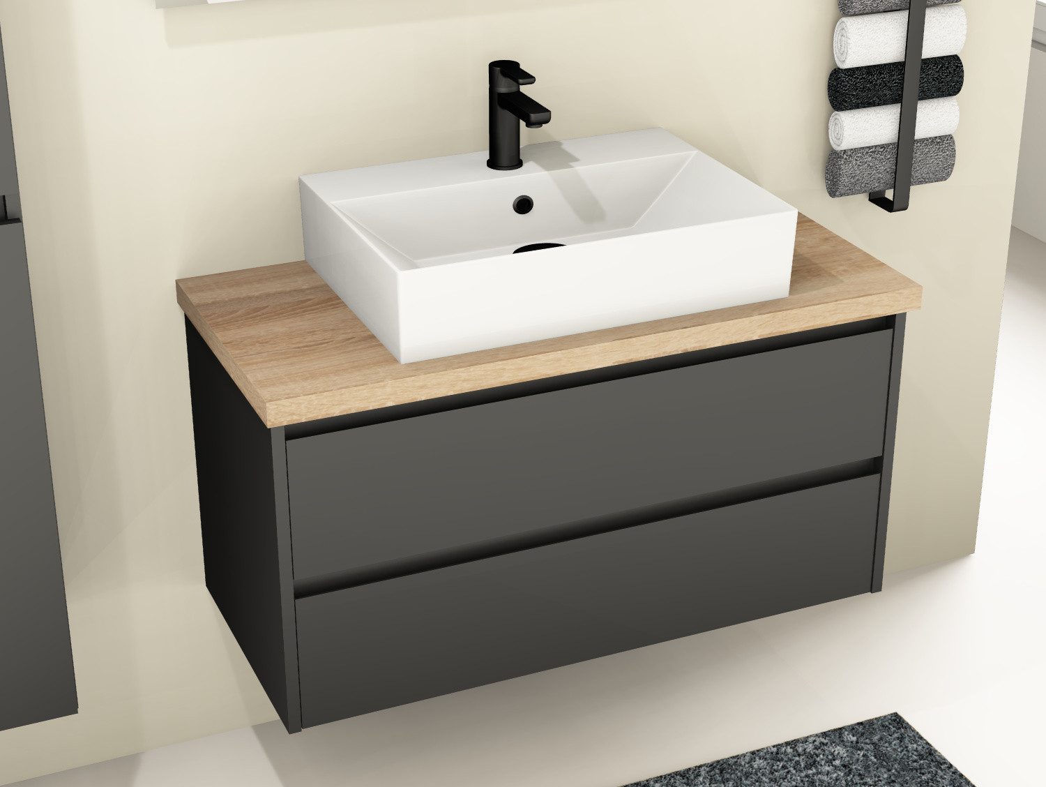 Aqua Bagno Badmöbel-Set Waschplatz 100 cm günstig online kaufen