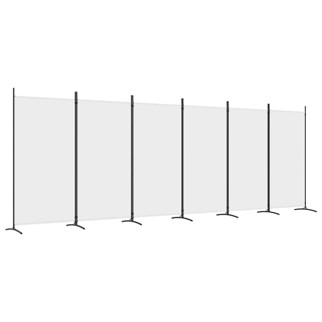 Paravent furnicato Weiß Stoff Raumteiler 6-tlg. 520x180 cm
