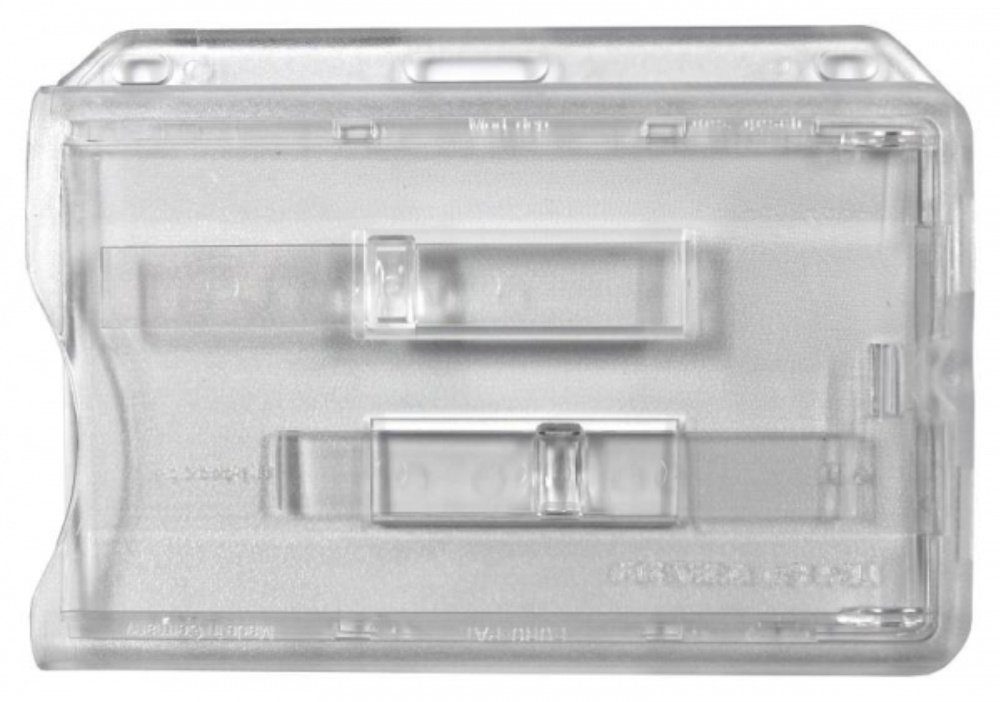 Kranholdt Schlüsselanhänger Kartenhalter aus Polykarbonat in Farbe: transparent (10-tlg), 2 Ründlöchern und Langloch, passend für 2 Karte, mit 2 Ausschiebern