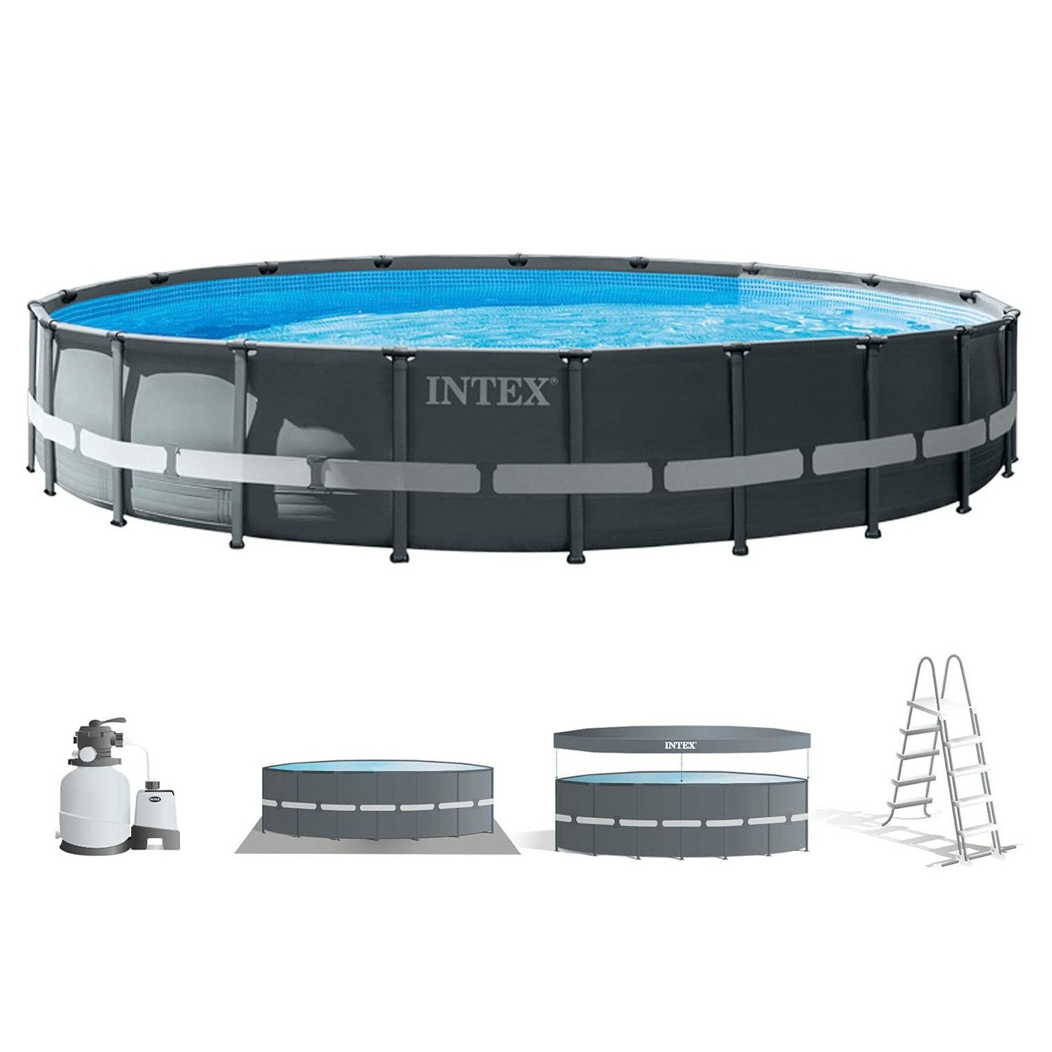 Intex Pool Ultra XTR (610x122cm), inkl. Sandfilterpumpe, Leiter & Planen