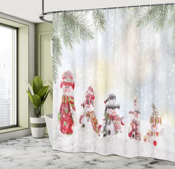 Abakuhaus Duschvorhang Moderner Digitaldruck mit 12 Haken auf Stoff Wasser Resistent Breite 175 cm, Höhe 180 cm, Weihnachten Kleine Schneemann im Schnee