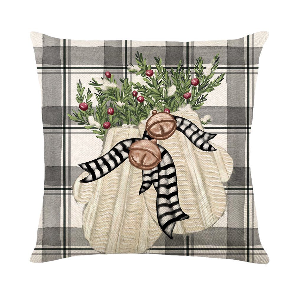 Rosnek Kissenbezug 4 Stück, Leinen, Quadratisch, für Weihnachten Bett Sofa Deko, (4 Stück) – Bild 3 von 5
