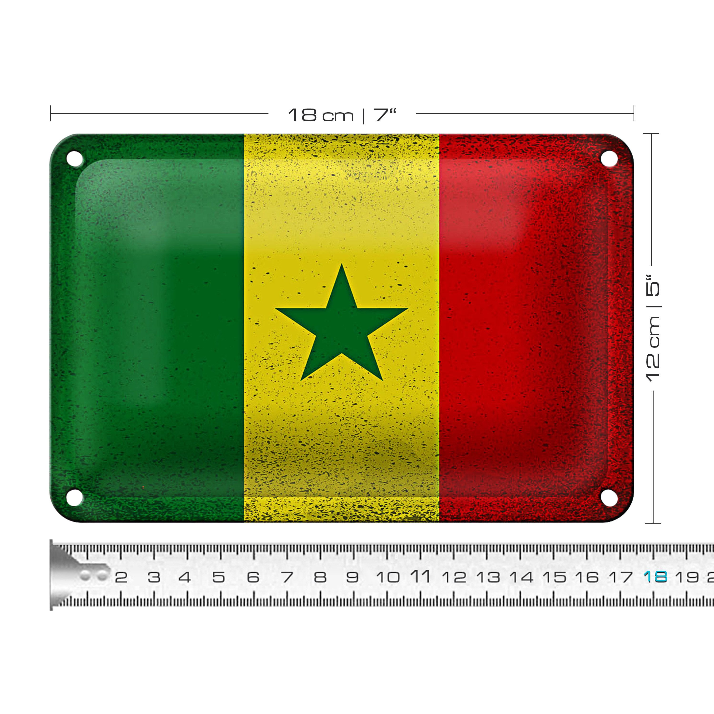 Roomando Metallschild Flagge Senegal 18x12cm Flag of Senegal Vintage