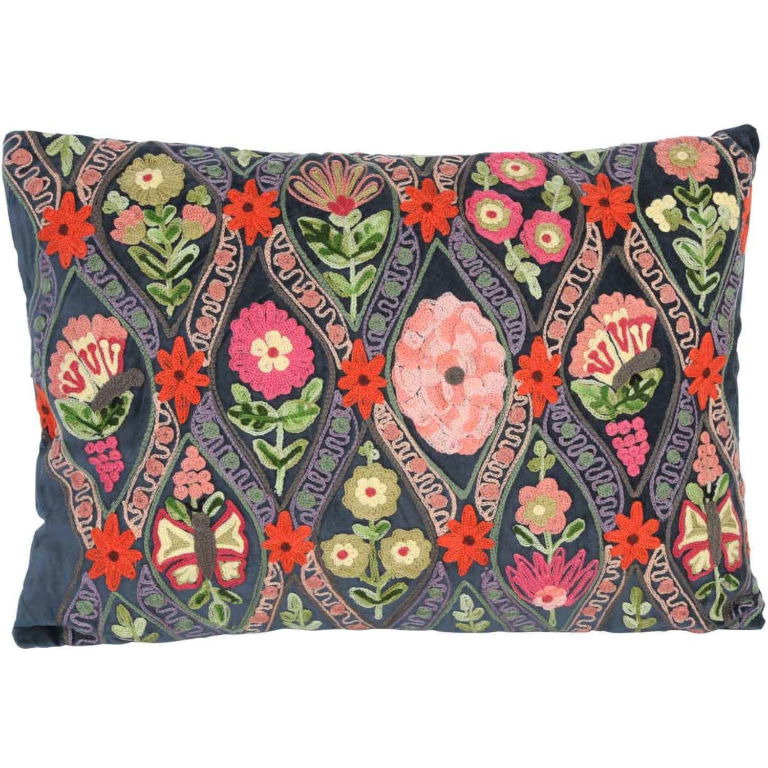 Casa Moro Декоративные подушки Samt Подушки Jolina 48x30 mit Blumen & Schmetterlingen bestickt, Подушкиhülle mit Füllung