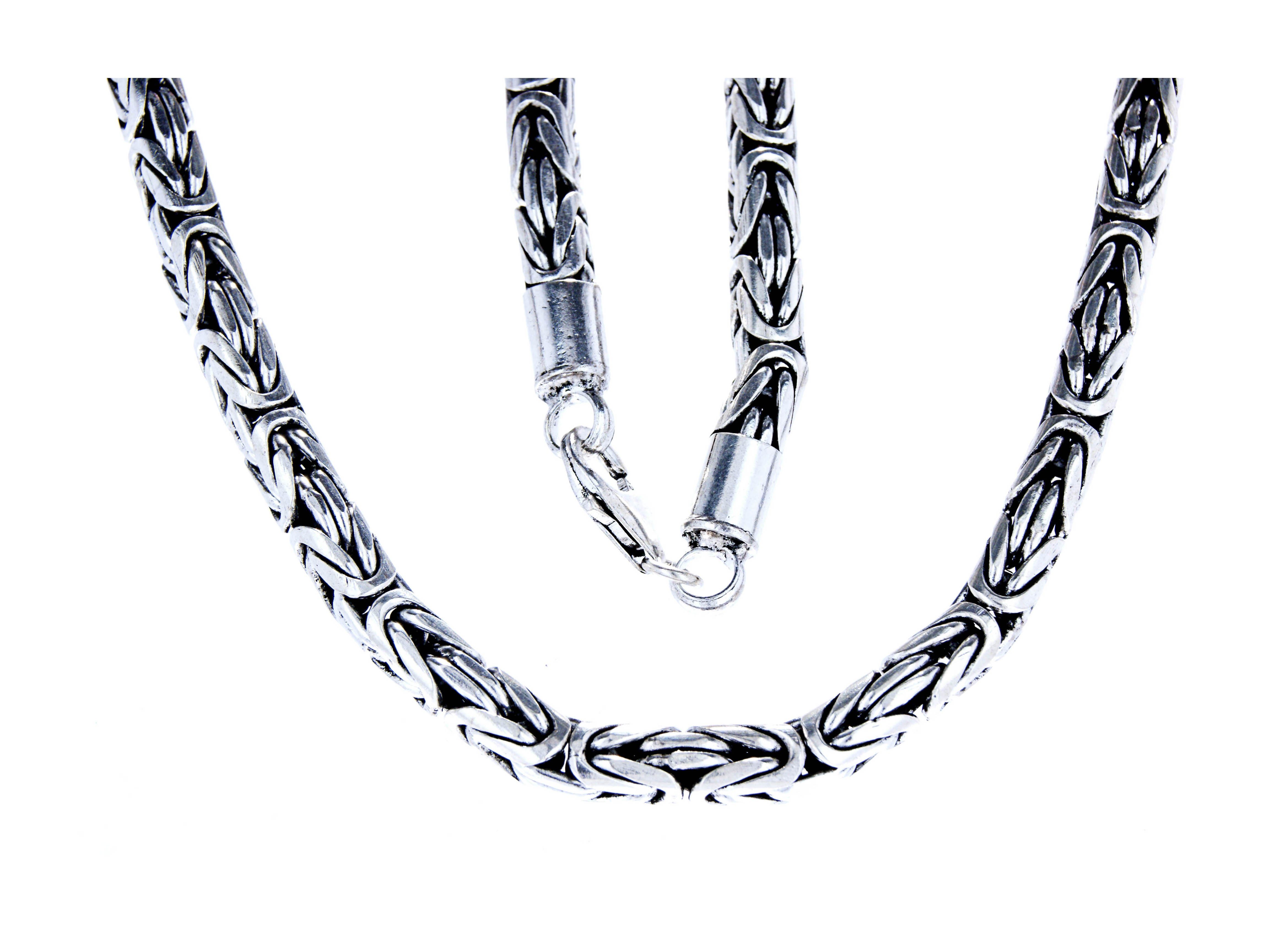 Königskette Byzantiner Massiv 925 Silber Halskette Diamantiert Damen Herren