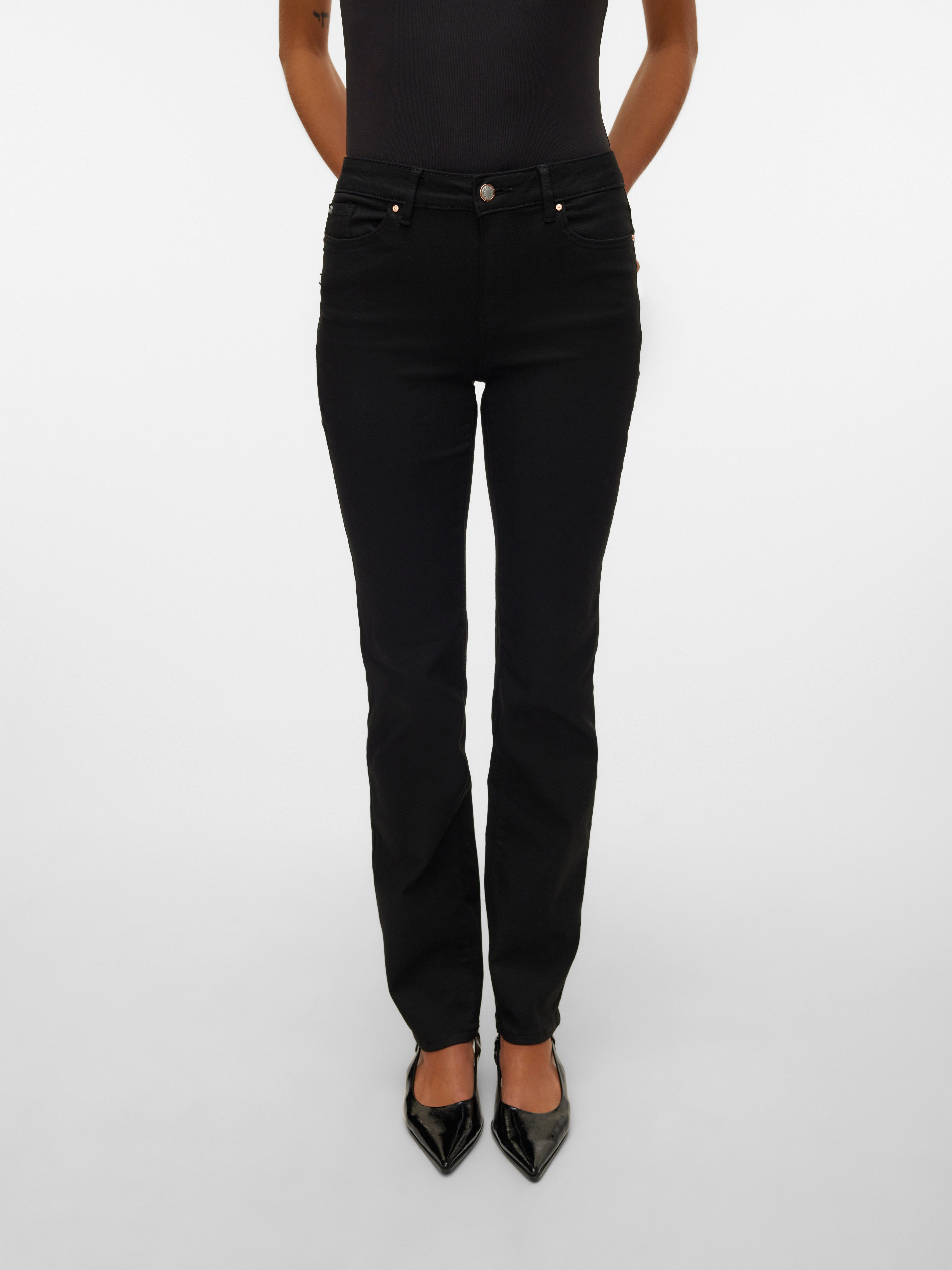Vero Moda Straight-Jeans VMFLASH MR STRAIGHT JEANS LI140 GA NOOS Materialmix, regular waist, straight fit