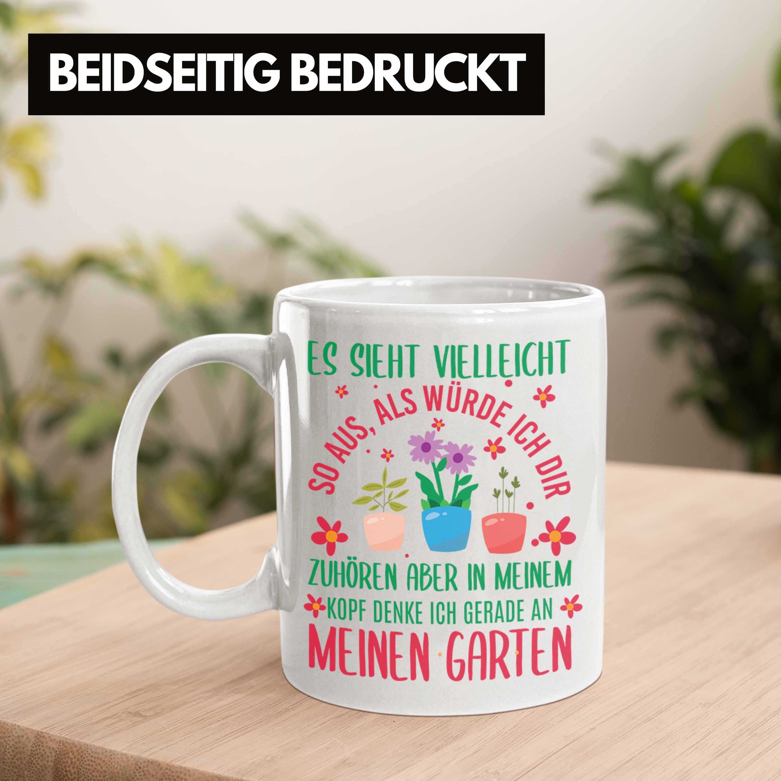 Gärtnerin Weiss Geschenkidee Tasse mit für Tasse - Spruch Trendation Garten Gärtner Geschenk Hobbygärtnerin Trendation