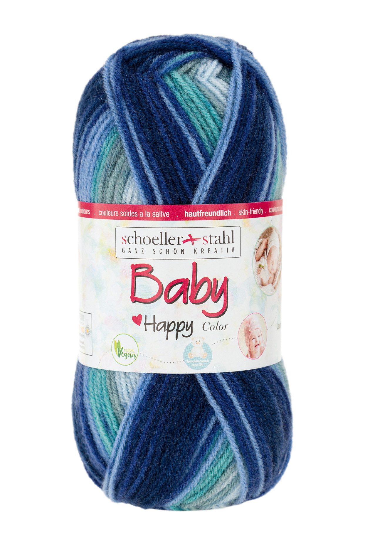 Schoeller + Stahl Baby Happy Color Häkelwolle, 185 m, wunderbar weiches, pflegeleichtes Garn mit fröhlichen Farbakzenten