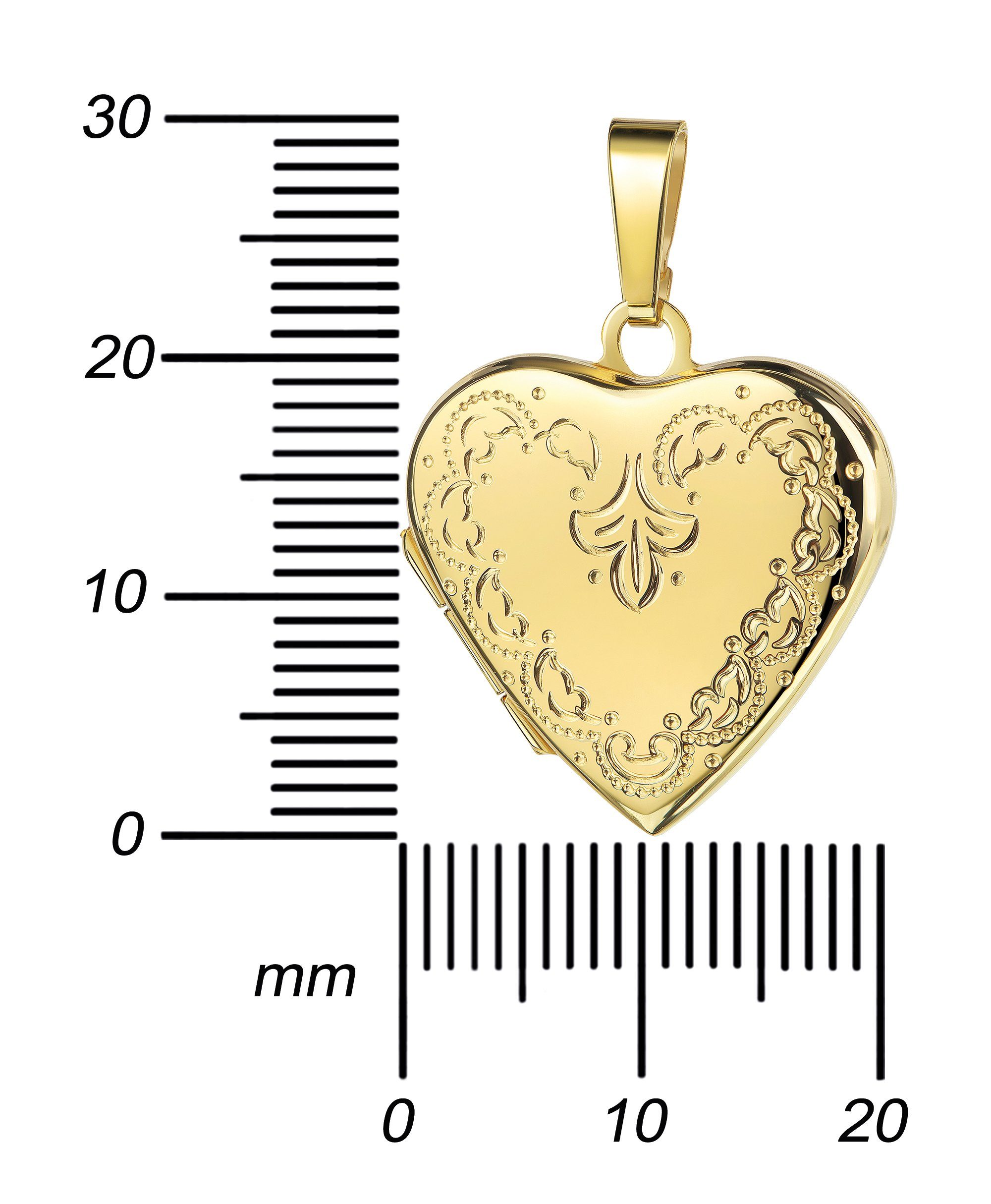 Kette Medaillon, Herz - mit und 36 vergoldet Mädchen), Bild 333 - Länge Öffnen 2 Gold Ornament-Verzierung Amulett Goldherz Medaillon zum wählbar JEVELION cm (goldenes für 70 Damen Anhänger