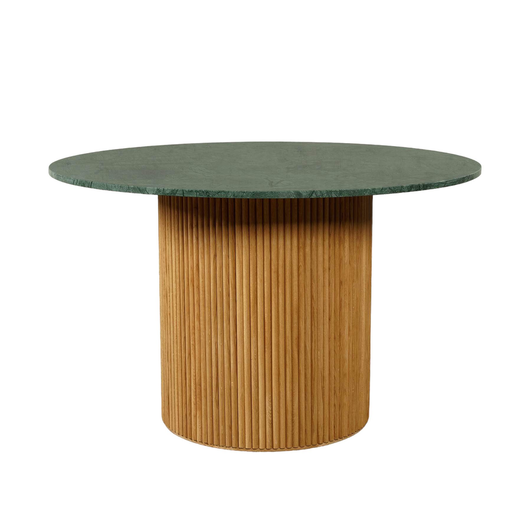 MAGNA Atelier Esstisch VICTORIA aus ECHTEM MARMOR (Gestell aus Eichenholz), Küchentisch, Dining Table, Oakwood, Unikat, 120x76cm - Ø140x76cm