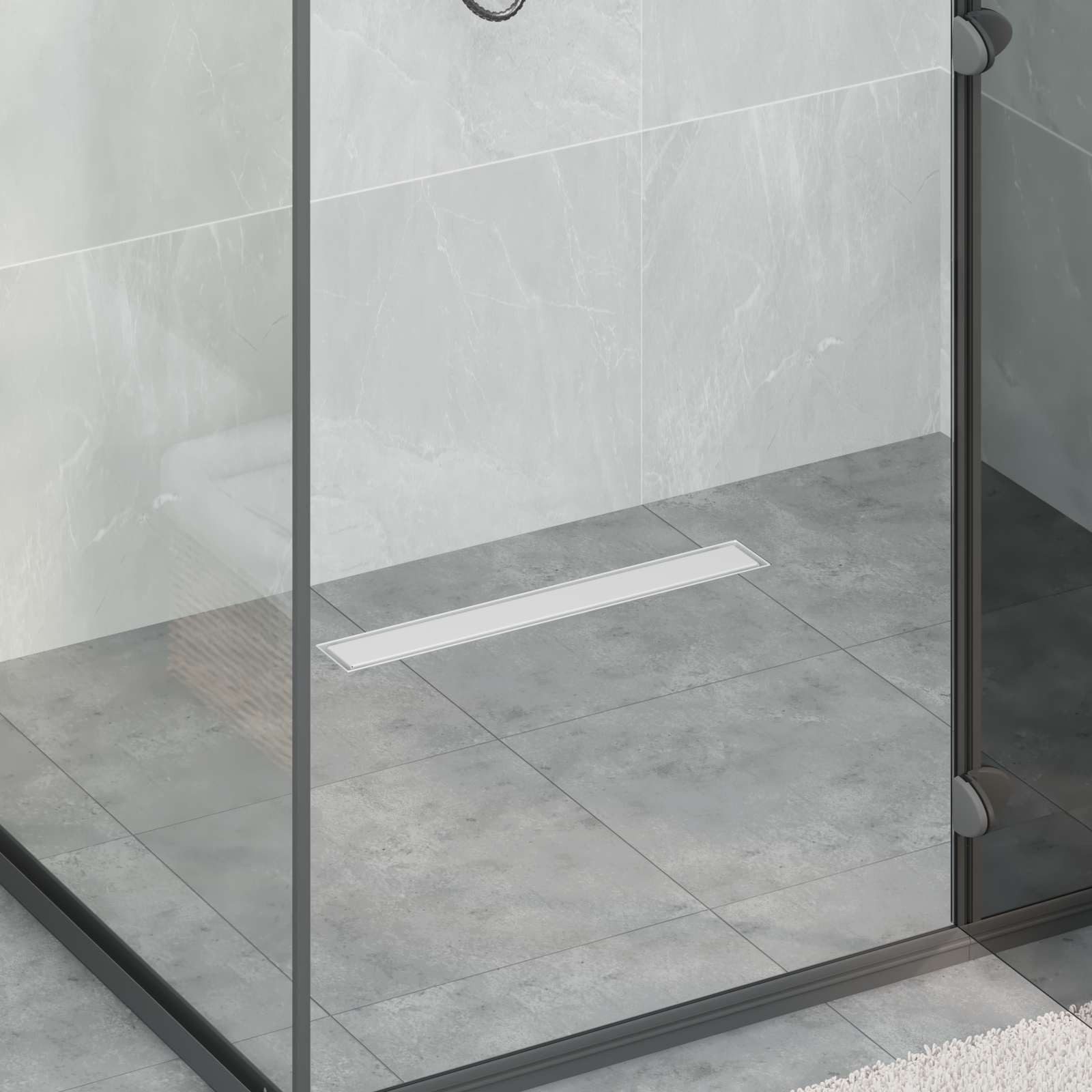 vidaXL Duschrinne Duschablauf 2-in-1 mit 360° Siphon Silber 54 x 11 x 9,5 cm, 1-St.